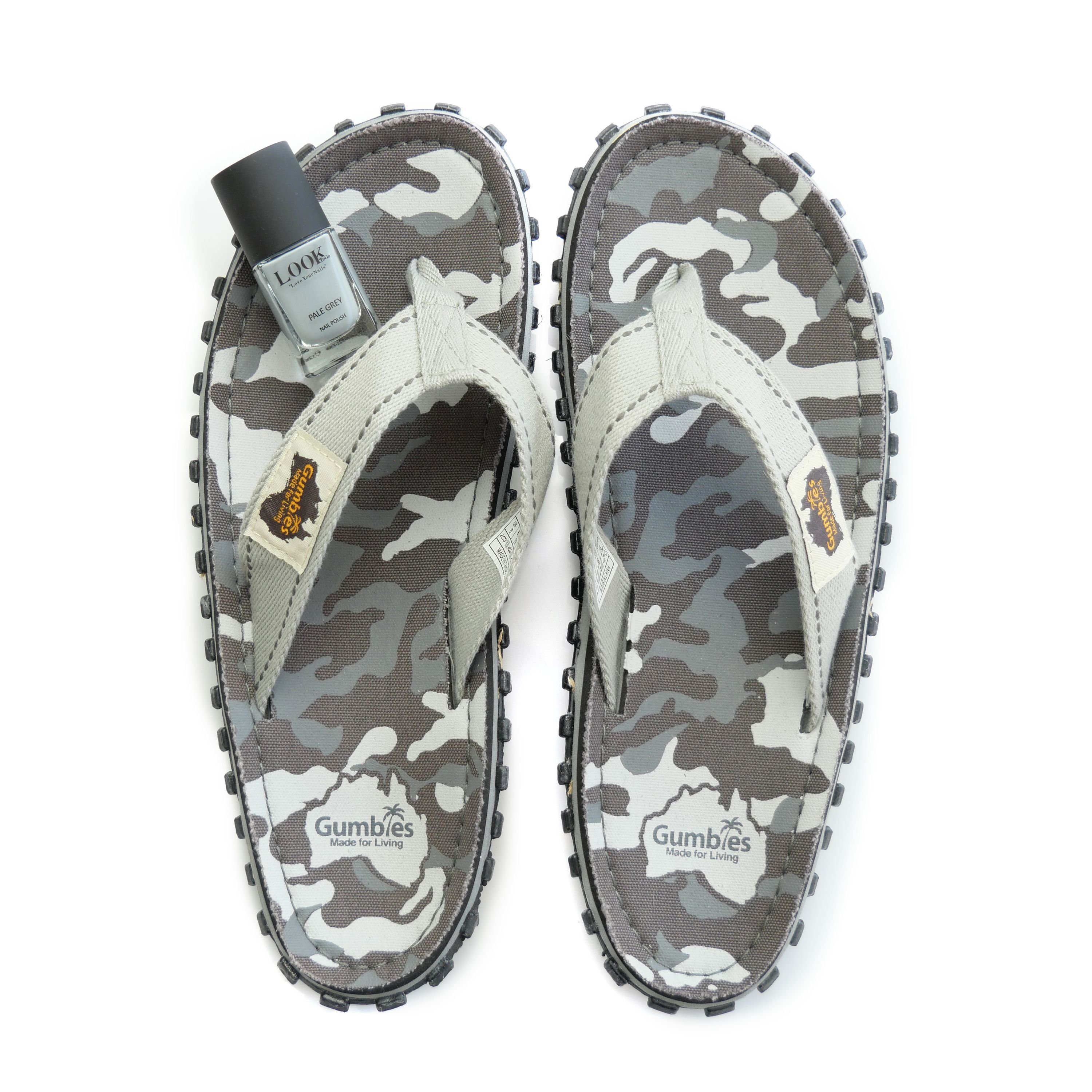 Gumbies Set - GREY CAMOUFLAGE mit Nagellack Grey T-Strap-Zehentrenner T-Strap-Zehentrenner