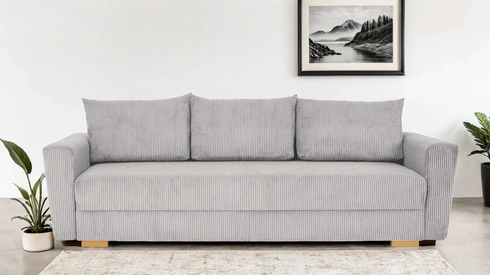 INOSIGN 3-Sitzer MAGHERA Schlafsofa mit Bettkasten, in hochwertiger Verarbeitung, mit Wellenunterfederung, pflegeleicht Material, B/H/T 230/92,5/79 cm