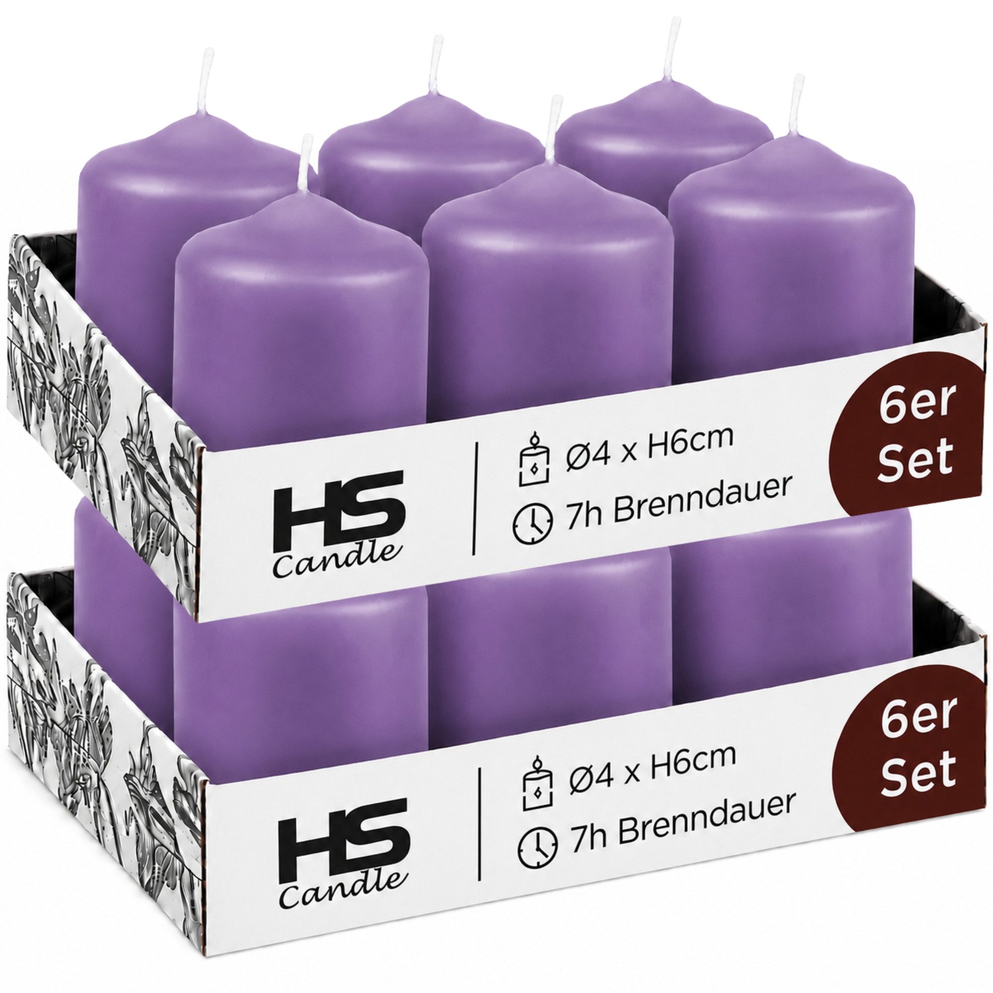 HS Candle Stumpenkerze kompakt (12-tlg., Dekolicht), Ø4xH6 cm Teelichtgröße, bis zu 7h Brenndauer je Kerze, Wachsmischung