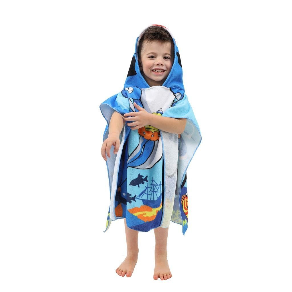 Kinderbademantel »Kinder Poncho Handtuch Hai Badetuch Strandtuch«