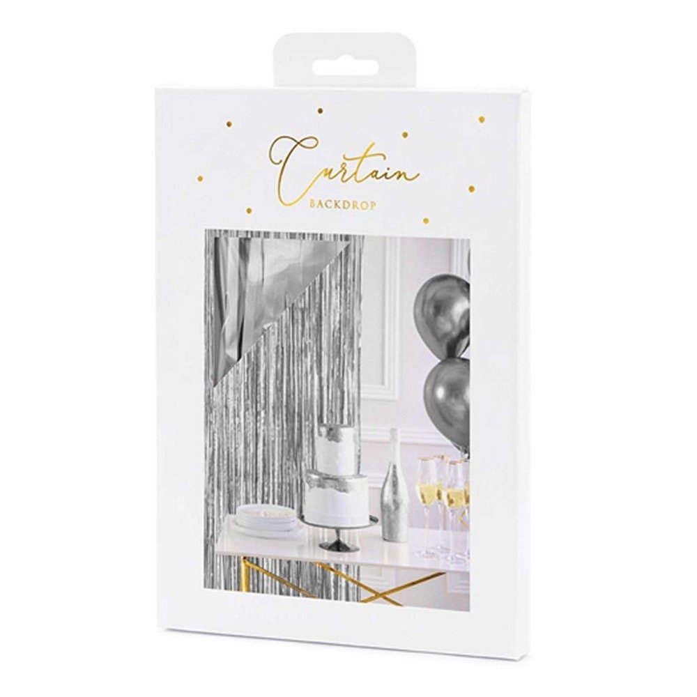 partydeco Konfetti Glittervorhang - 2,5 x 0,9 m Silber | Partydekoration