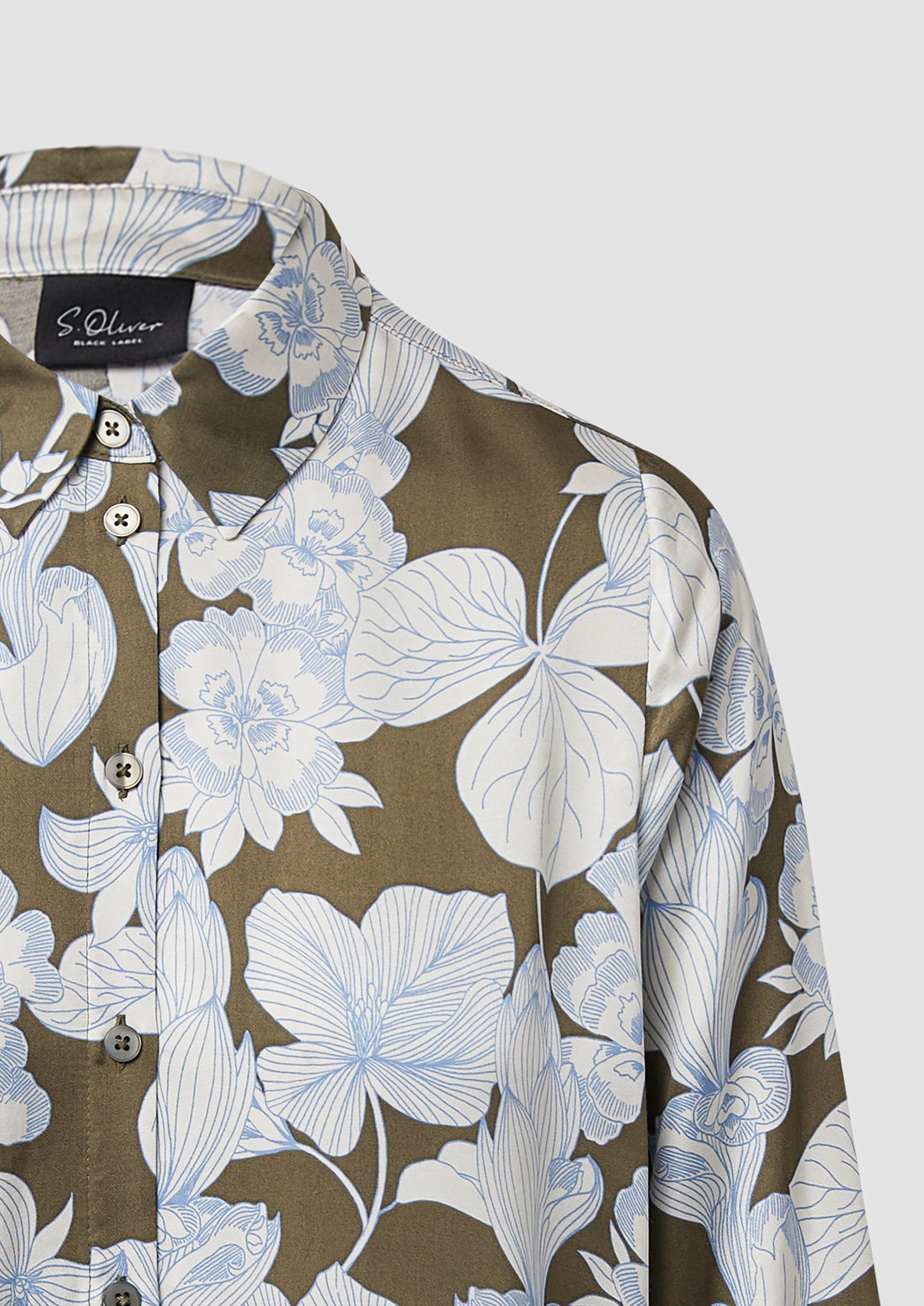 s.Oliver BLACK LABEL Langarmbluse Bluse mit floralem All-over-Muster