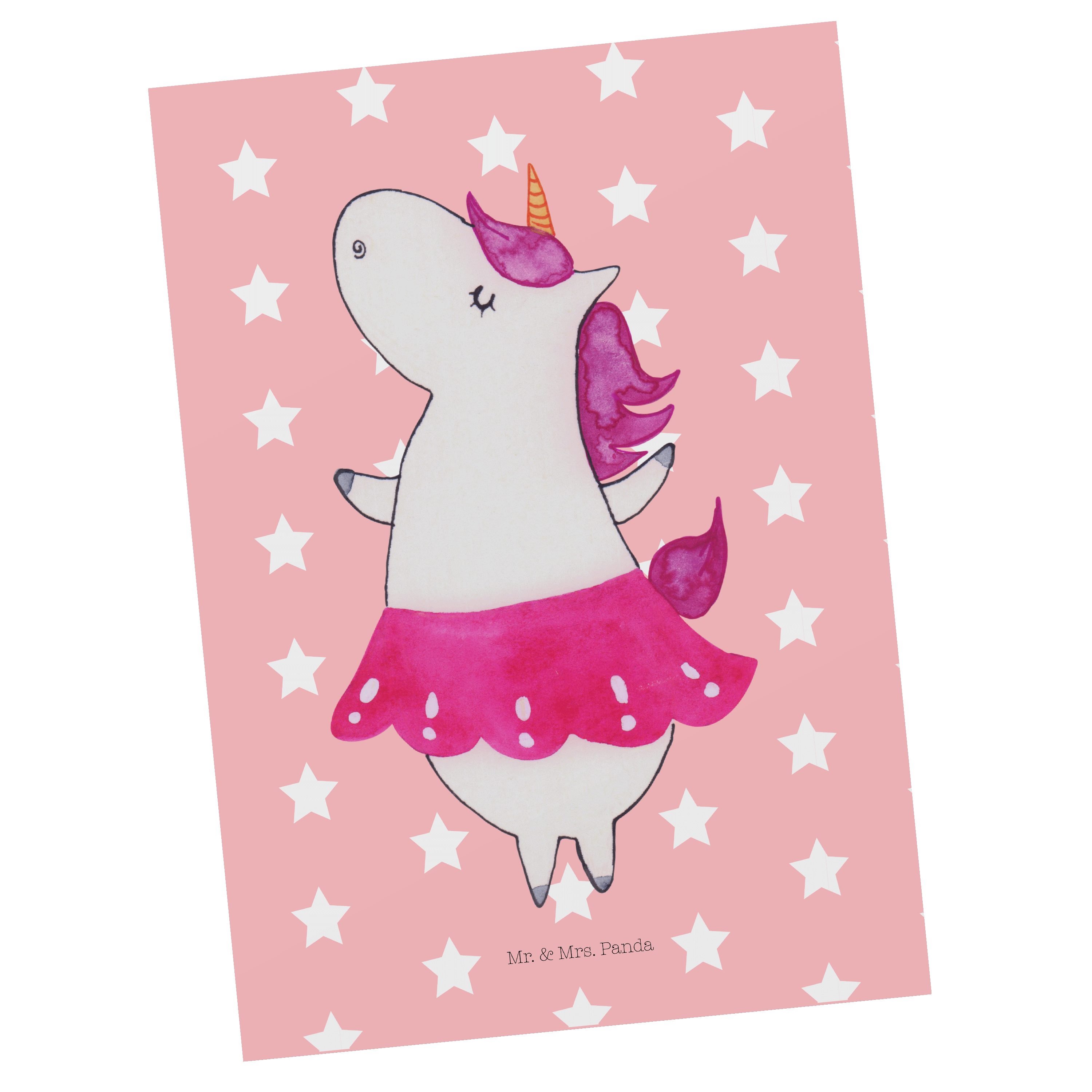 Mr. & Panda Mrs. Geschenkkarte, Ballerina - Unicorn, Einhorn Geschenk, G - Rot Postkarte Pastell