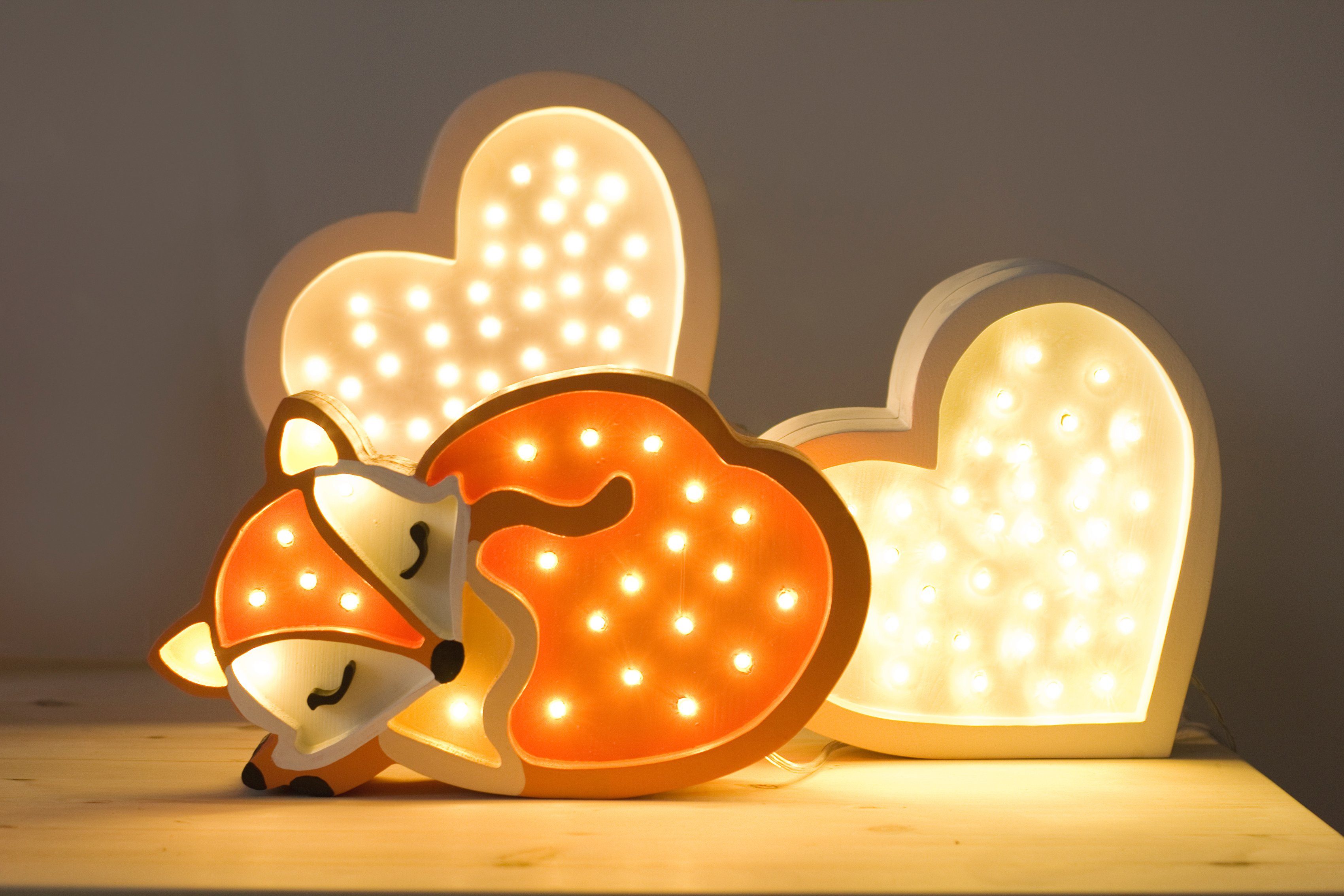little lights Dimmfunktion, Tischleuchte LED LED Warmweiß, Made Orange mit Dimmer fest Leuchtdauer Nachtlichtfunktion, Fernbedienung, in und integriert, Fuchs, einstellbar, Timer, Europe