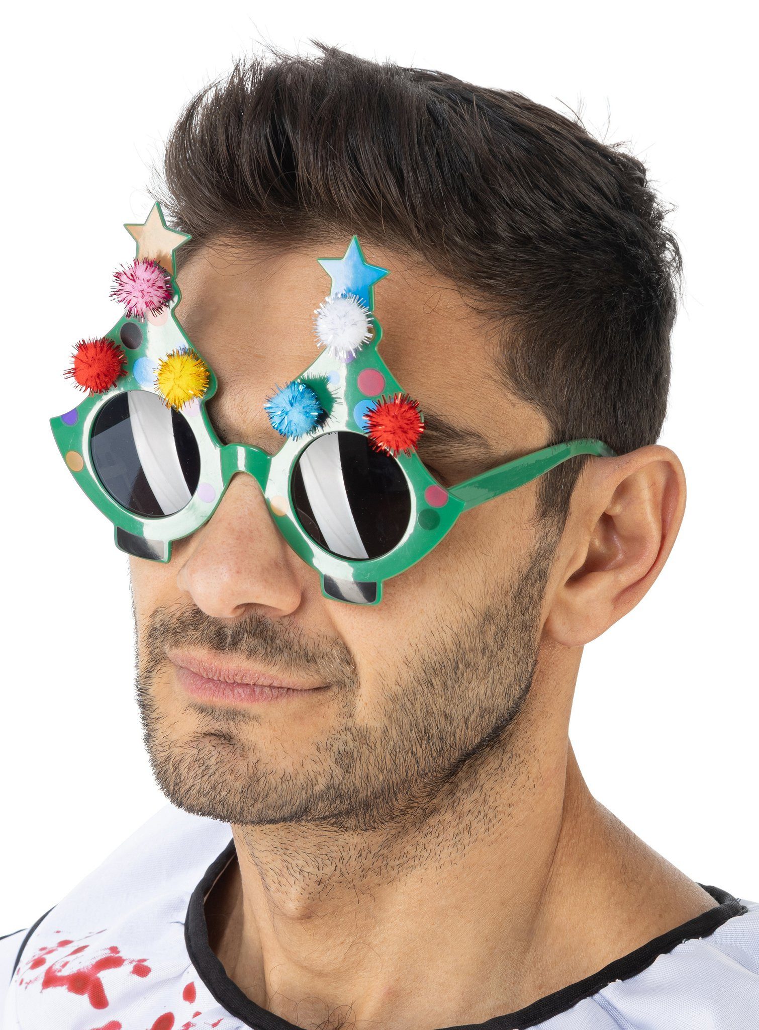 CHAKS Kostüm Terrifier – Tannenbaum Brille, Gibt's auch nicht oft: Sonnenbrille für Horrorclowns und Weihnachtsfa
