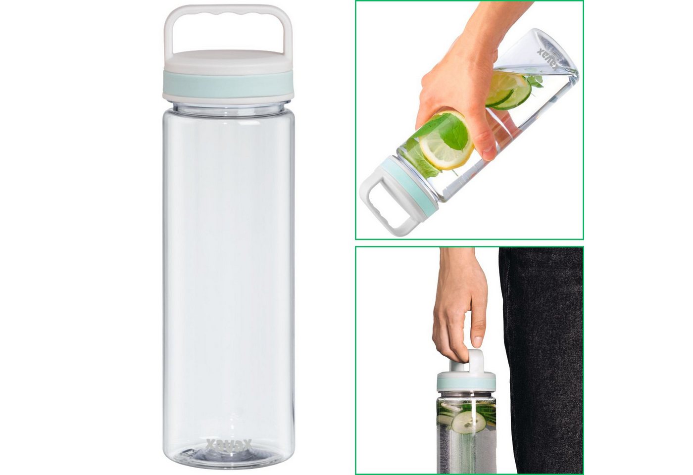 Xavax Trinkflasche To-Go Trinkflasche Henkel Wasserflasche 900ml, Wasser Flasche Auslaufsicher BPA-frei Freizeit Sport Gym Outdoor