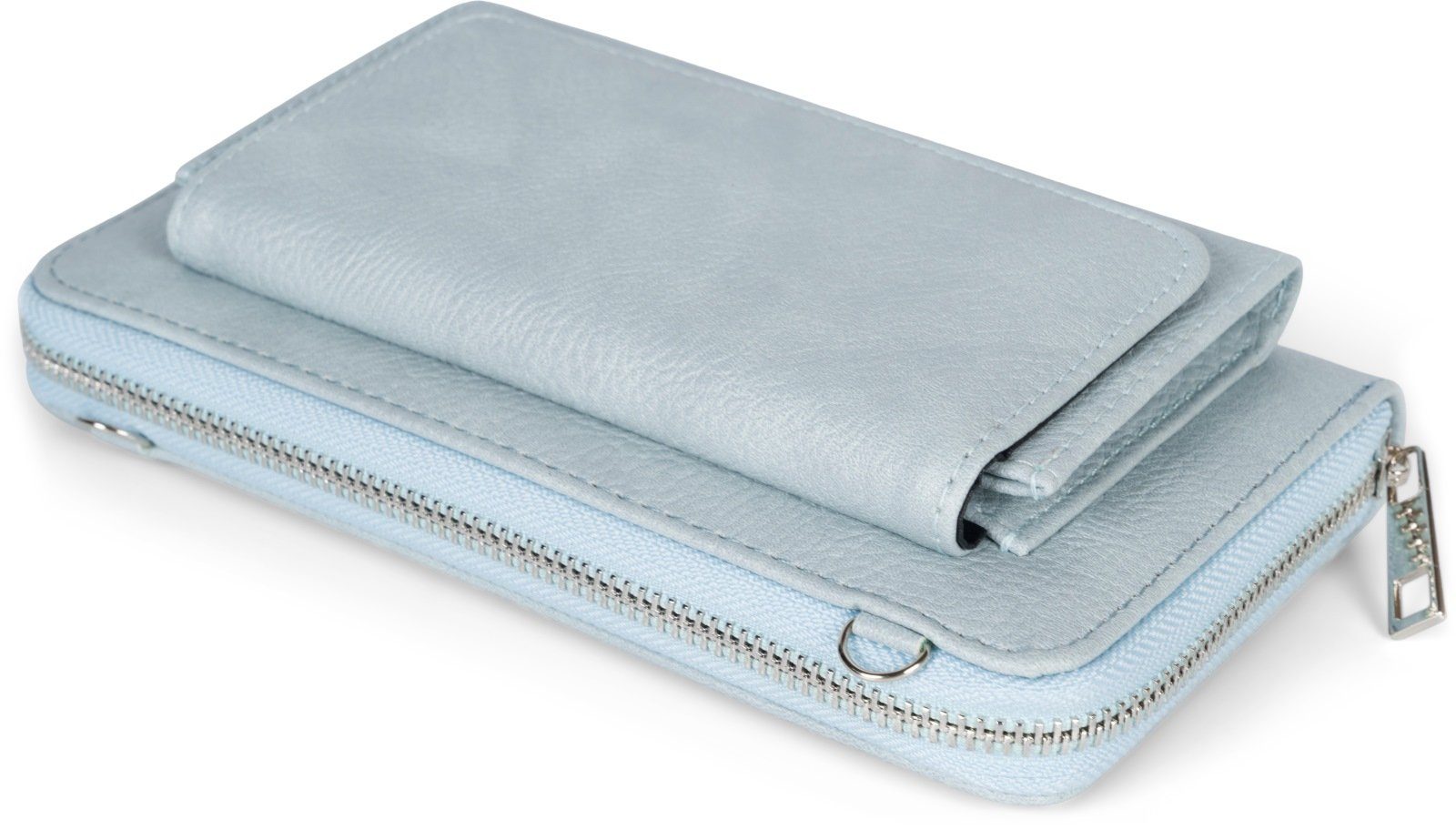 styleBREAKER Smartphonetasche (1-tlg), Handyfach Hellblau Unifarben Geldbörse mit