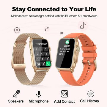 DXHBC Frauen Männer Fitness Tracker Schlafüberwachung/Sportuhr Aktivität Smartwatch (1,54 Zoll, Android iOS), mit Telefonfunktion Modische Fitness/Blutsauerstoff/Herzfrequenzmesser