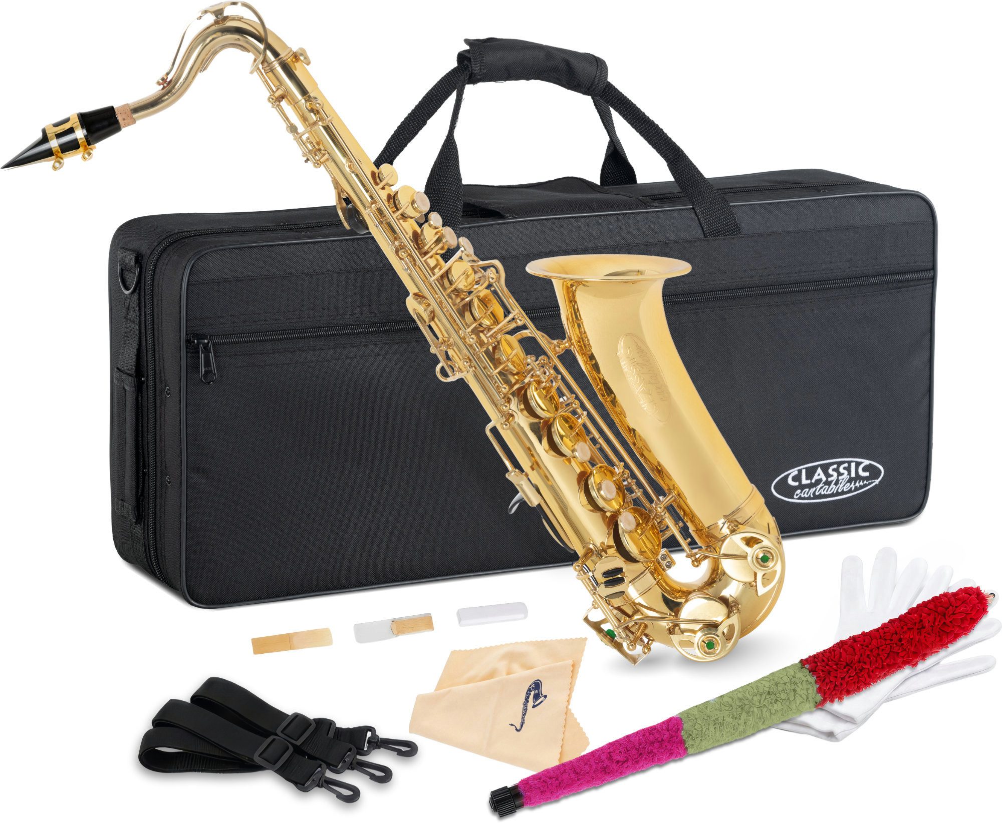Classic Cantabile Saxophon Classic Cantabile Youngstar AS-420 Kinder-Altsaxophon, Altsaxophon inkl. Leichtkoffer und Wollwischer, 4-St., Set mit Koffer, Mundstück und Wollwischer, Stimmung: Eb, Kindgerechte Mechanik mit enger liegenden Klappen