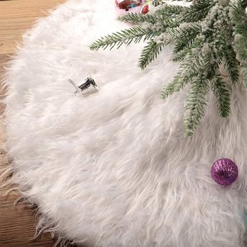 Baumteppich 1 Stück,Plüsch Weihnachtsbaum Röcke Dekoration,Weiß, 90cm, Lubgitsr