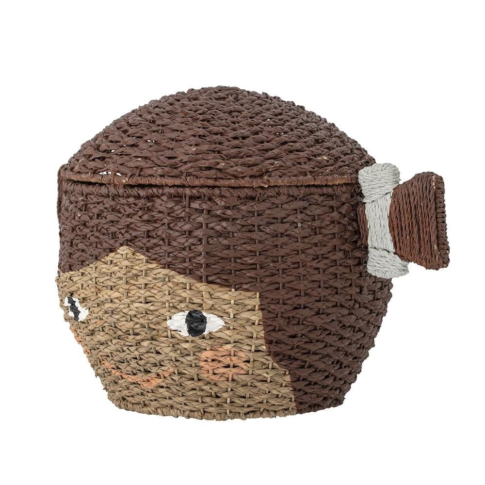 Bloomingville Aufbewahrungskorb Lill (1x Korb, 1 St., mit Deckel), Bankuangras Weide, Braun, 62 x 44 x 40,5 cm