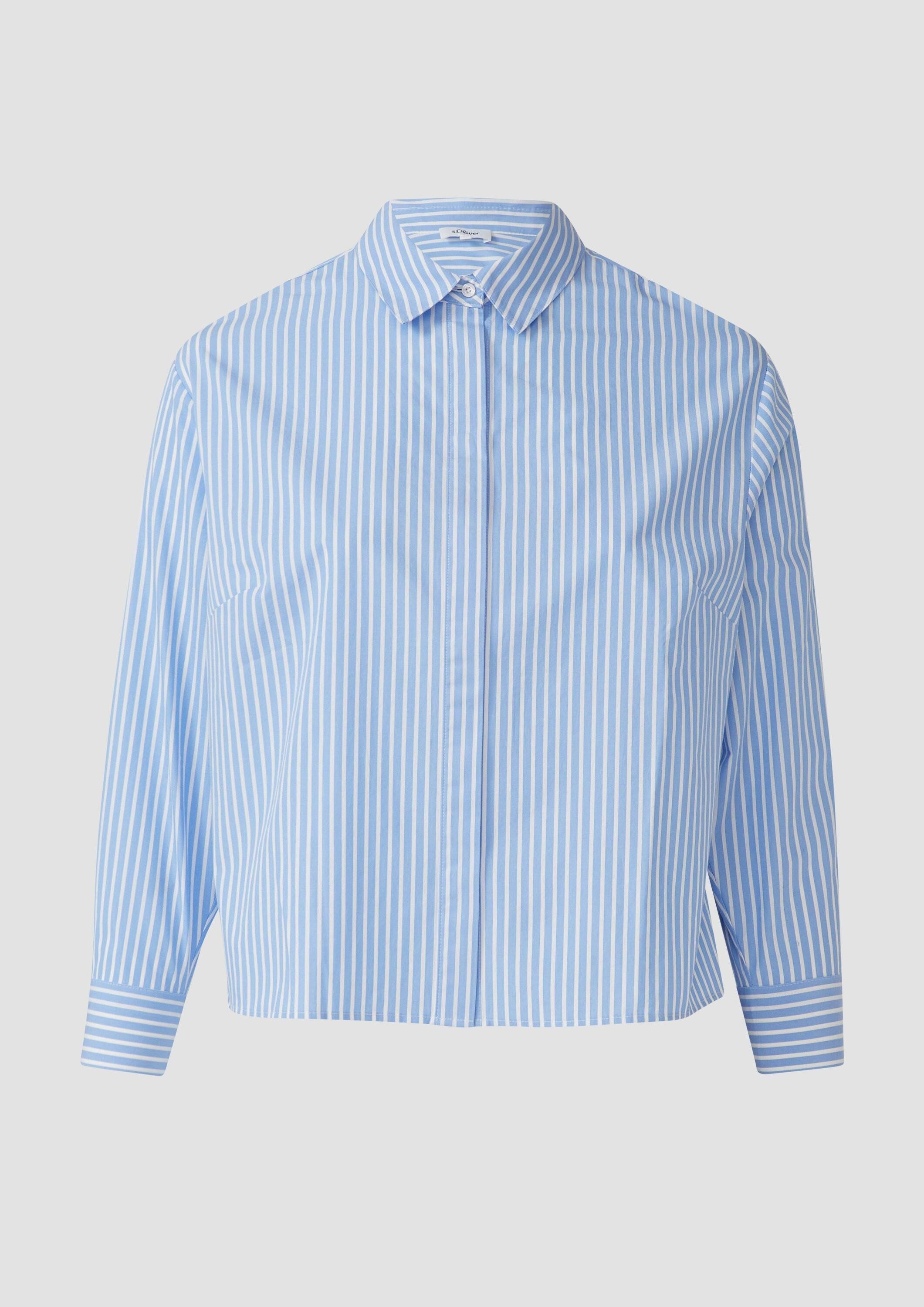 s.Oliver Langarmbluse Bluse Gestreifte Popeline-Bluse im Boxy Fit