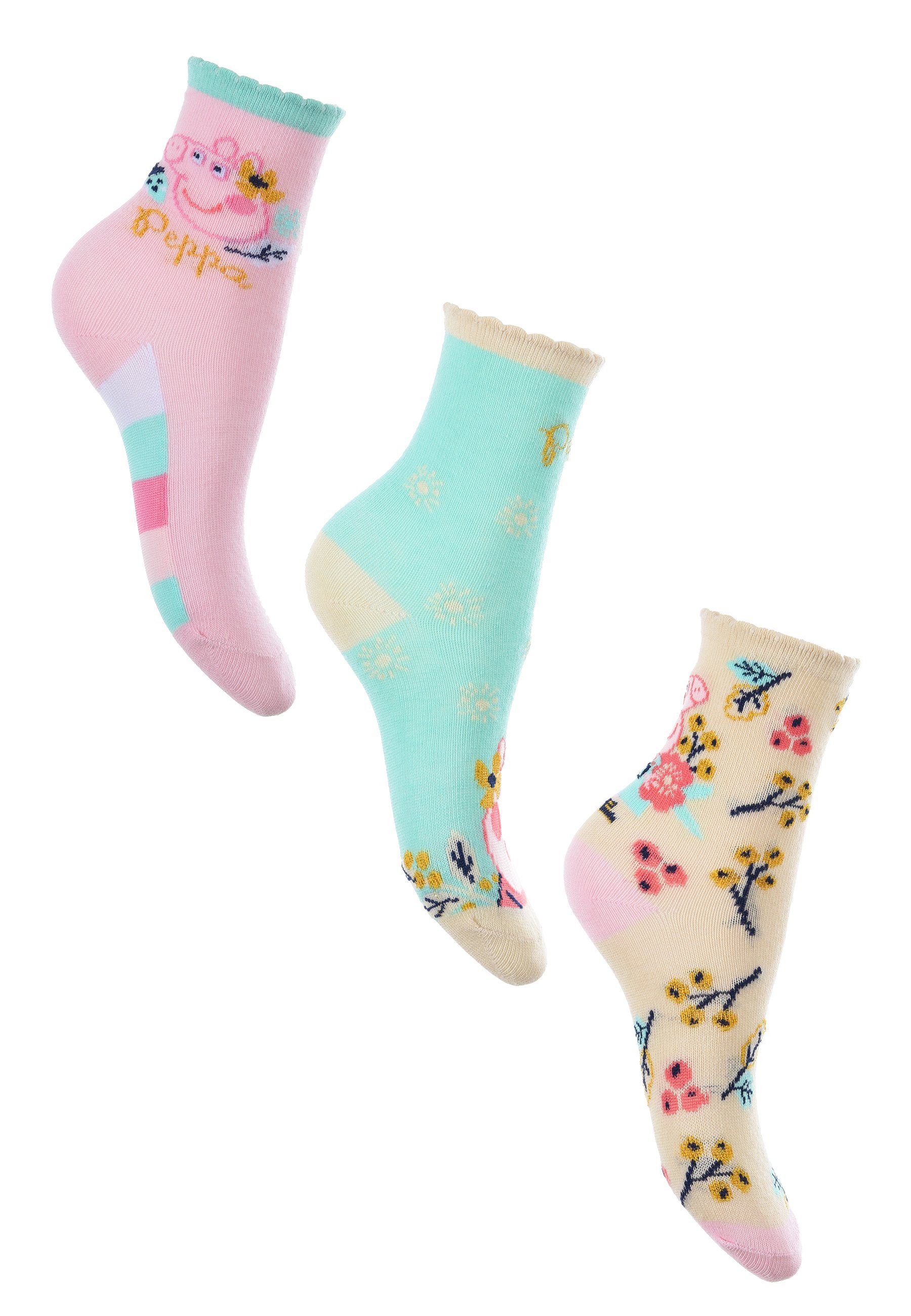 Peppa Pig Socken Peppa Wutz Kinder Mädchen Socken Paket Strümpfe (3-Paar)