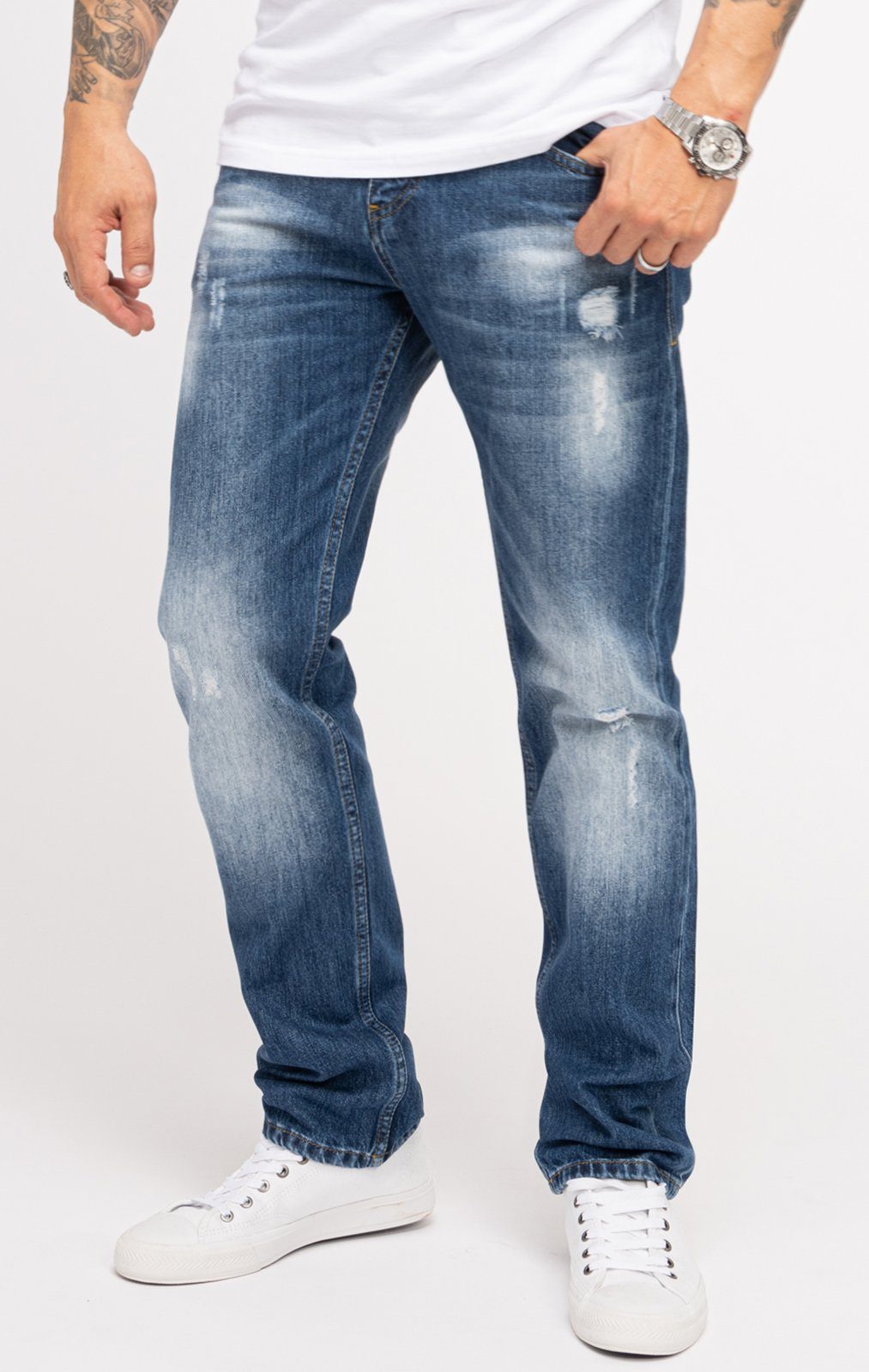 Indumentum Regular-fit-Jeans Herren Jeans Stonewashed Blau günstig online kaufen