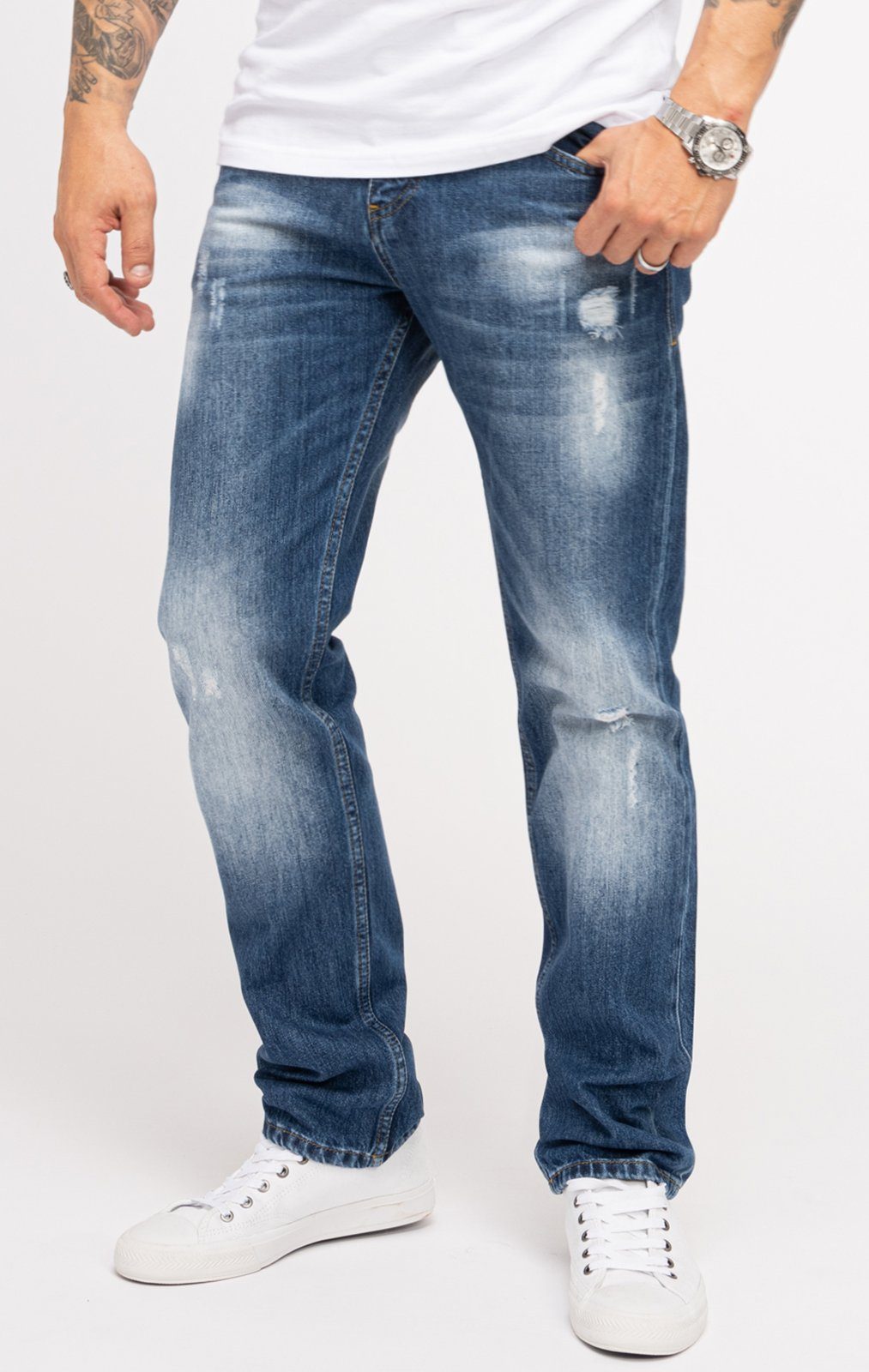 Indumentum Regular-fit-Jeans Herren IR-501 Stonewashed Jeans Blau