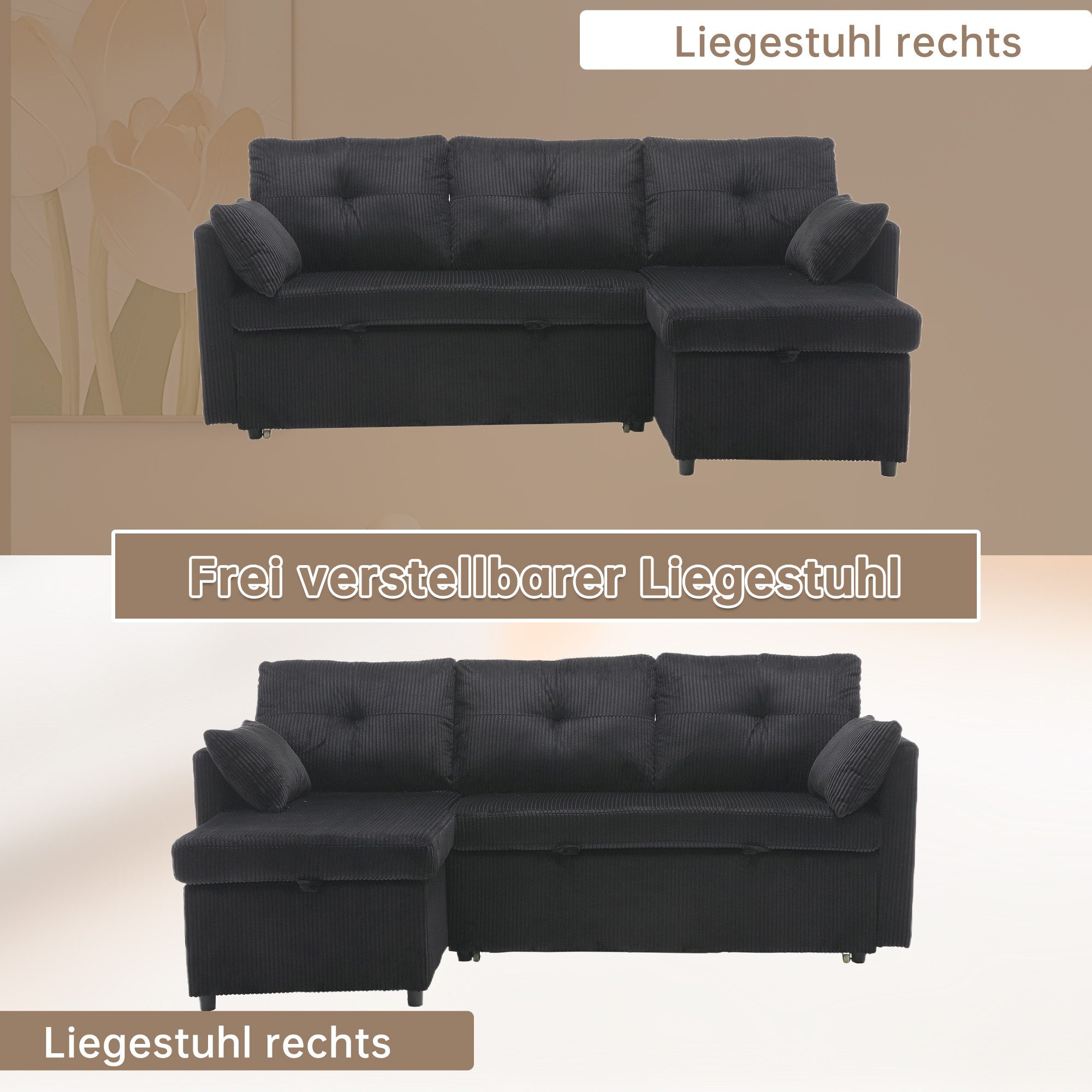 Yorbay Schlafsofa Ecksofa mit Bettfunktion und günstig online kaufen