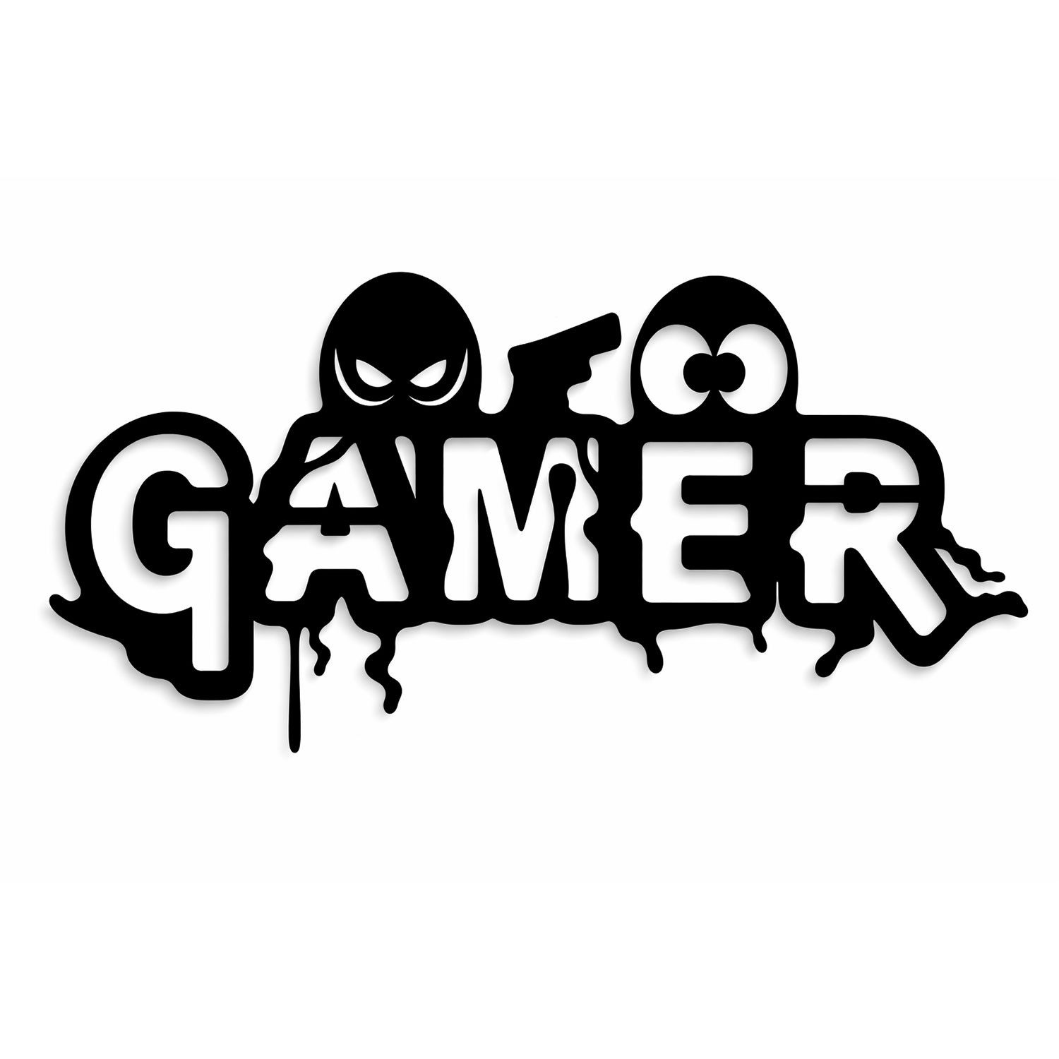 Jungengel Wandbild Gamer Wanddeko Gamerzimmer Gaming Schriftzug Holz Schwarz MDF, (Einzelartikel, 1 St), Erhältlich in 4x Größen, Exklusives Design, Einfache Montage