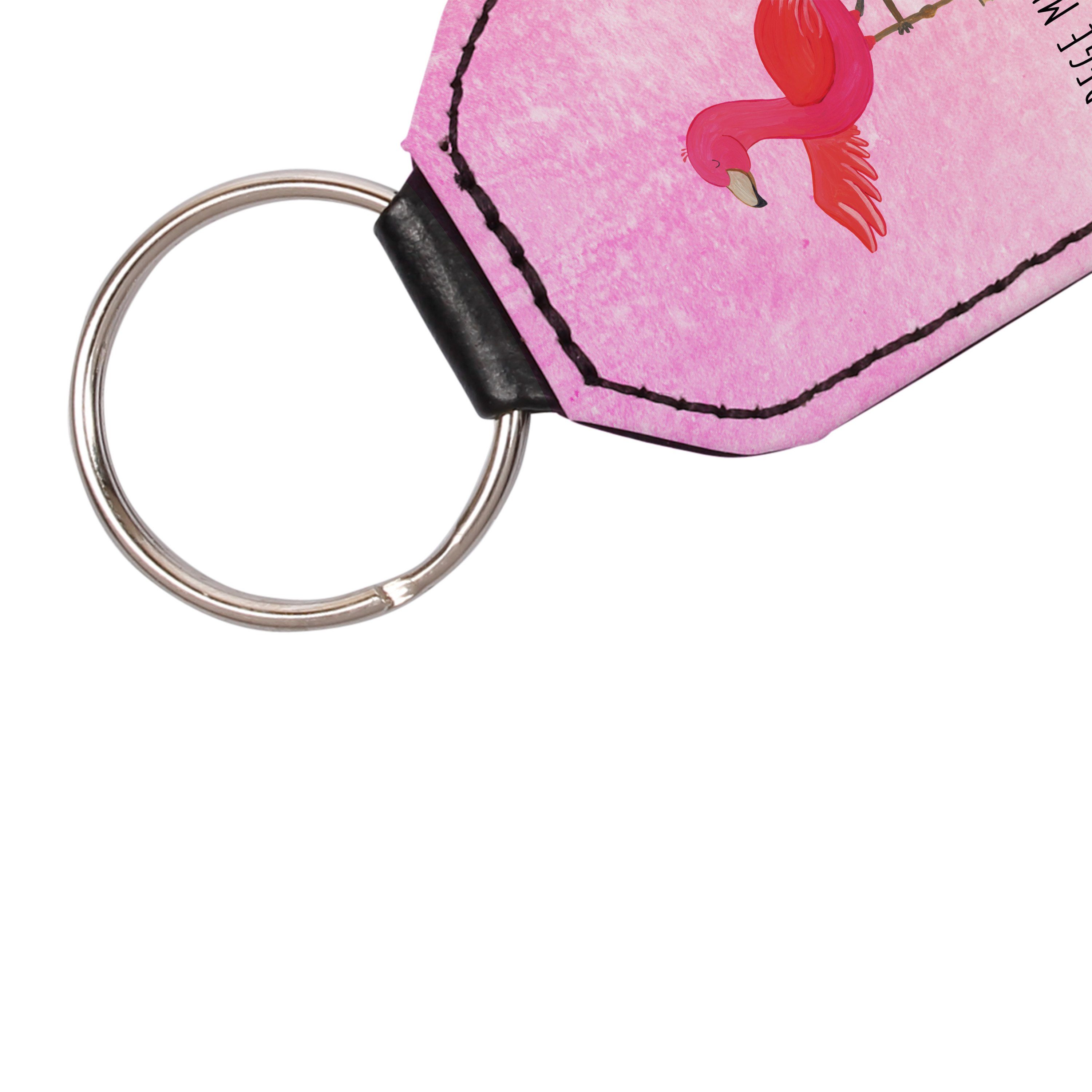Panda Mr. & Mrs. Nam - Ärger, (1-tlg) Pink Taschenanhänger, Flamingo Yoga - Aquarell Geschenk, Schlüsselanhänger