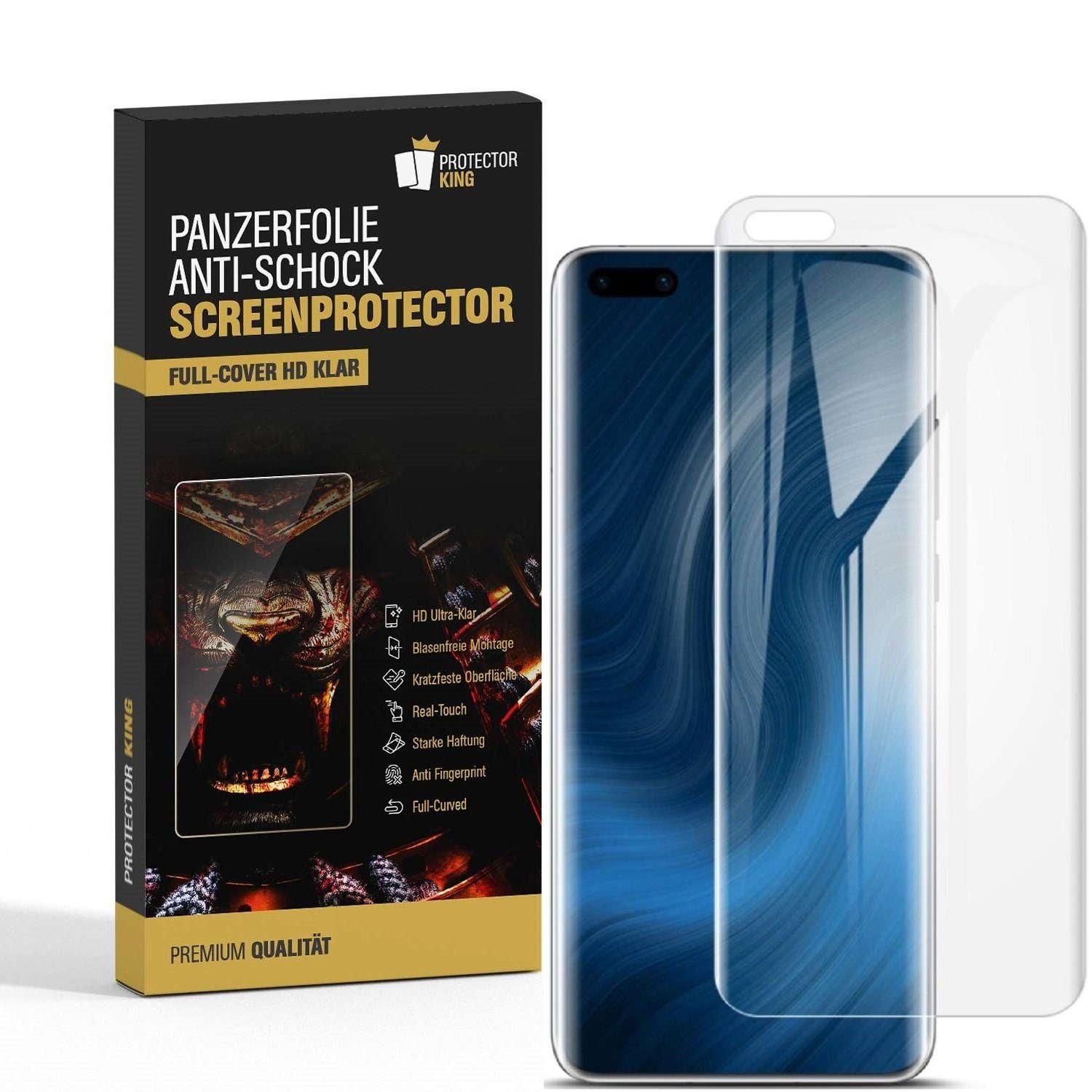 Schutzfolie 2x Panzerfolie für Huawei P40 Pro FULL COVER Displayschutz Displayfoli