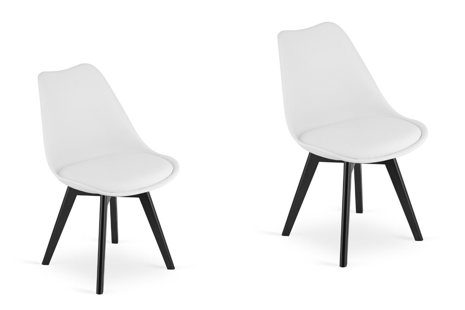 Home Collective Esszimmerstuhl Stuhl in insgesamt 11 Farben, Wohnzimmerstuhl, bequem und stabil (2 St), Schalenstuhl, 2x weiss mit Vollholzbeinen in schwarz