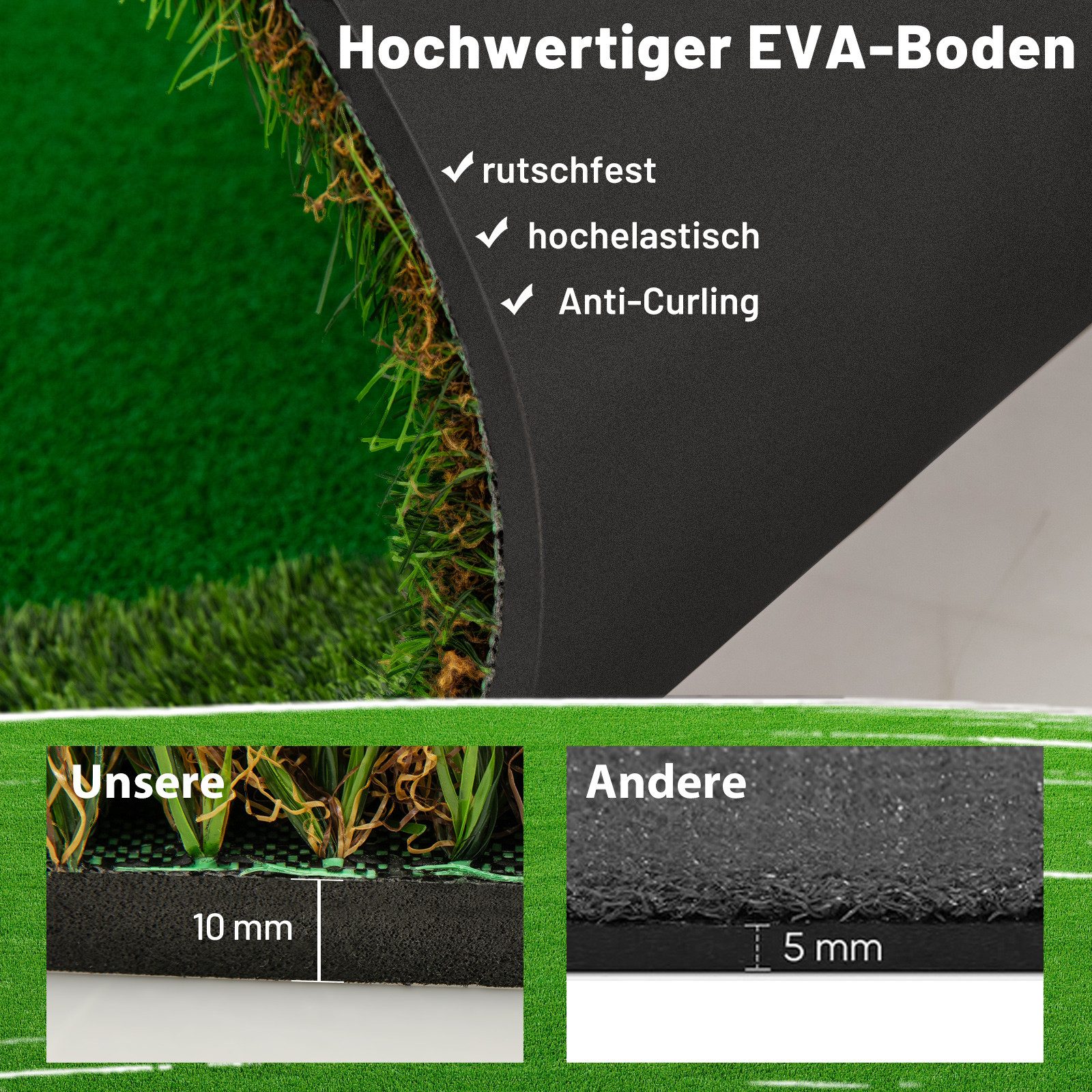 COSTWAY Puttingmatte (1-St), Professionelle Golf-Übungsmatte, 300 x 150cm
