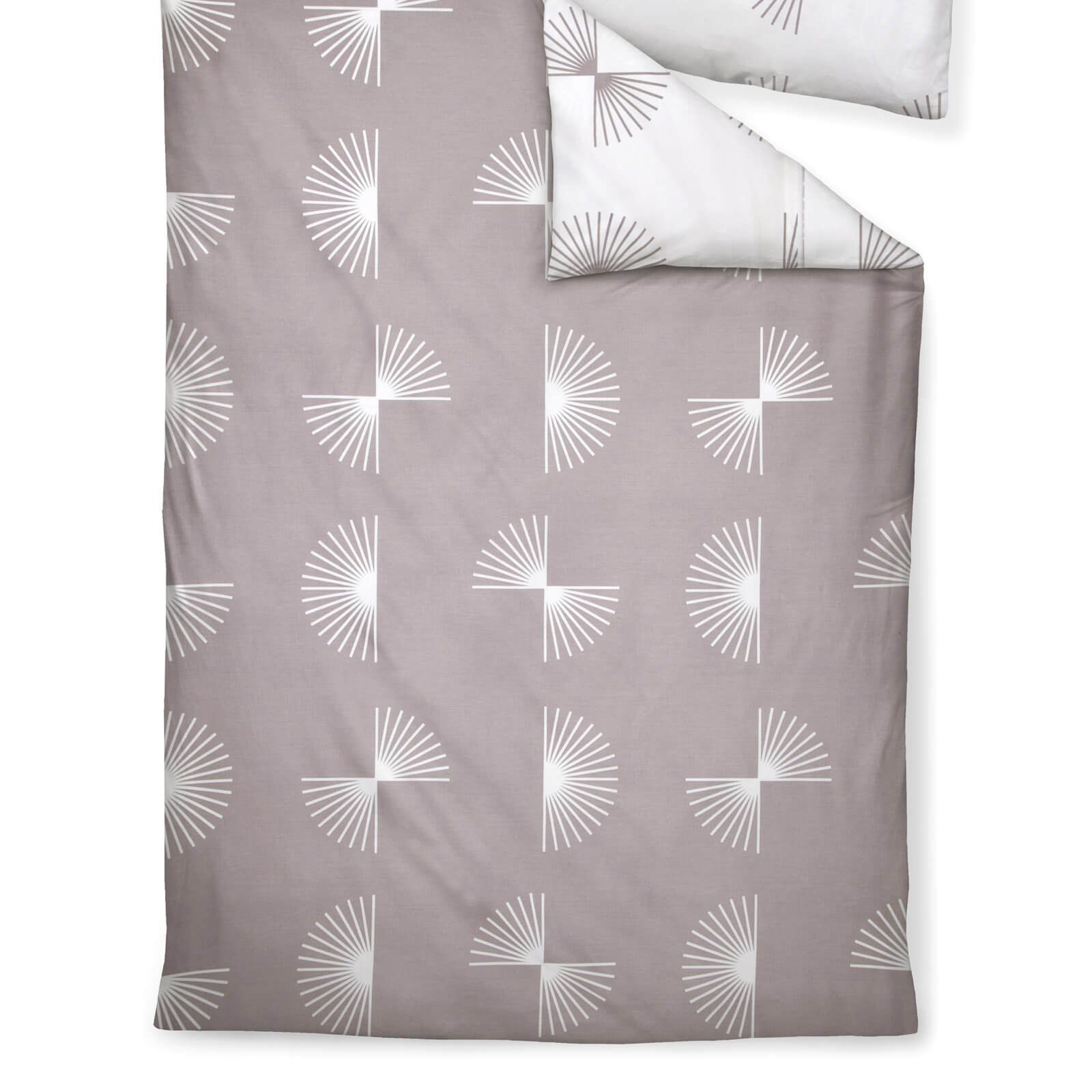 Janine Bettwäsche J.D. 87073 07 taupe, Mako-Satin, 2 teilig, gefächerte Viertelkreise, geometrisch – Bild 3 von 5