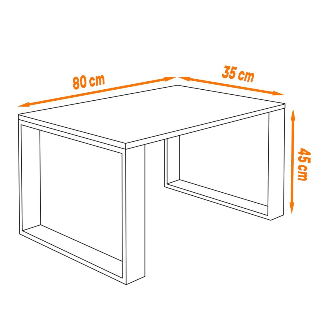 Couchtisch 2mm Außergewöhnlicher Deko schwarzen Beinen (PVC), Höhe:45 Trüffel mit Modern AKKE cm