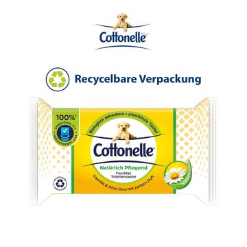 Cottonelle® Toilettenpapier Feuchtes Toilettenpapier, Kamille & Aloe Vera, 12x42 Feuchttücher (Vorratspackung 12 x 42 Tücher), Toilettentücher