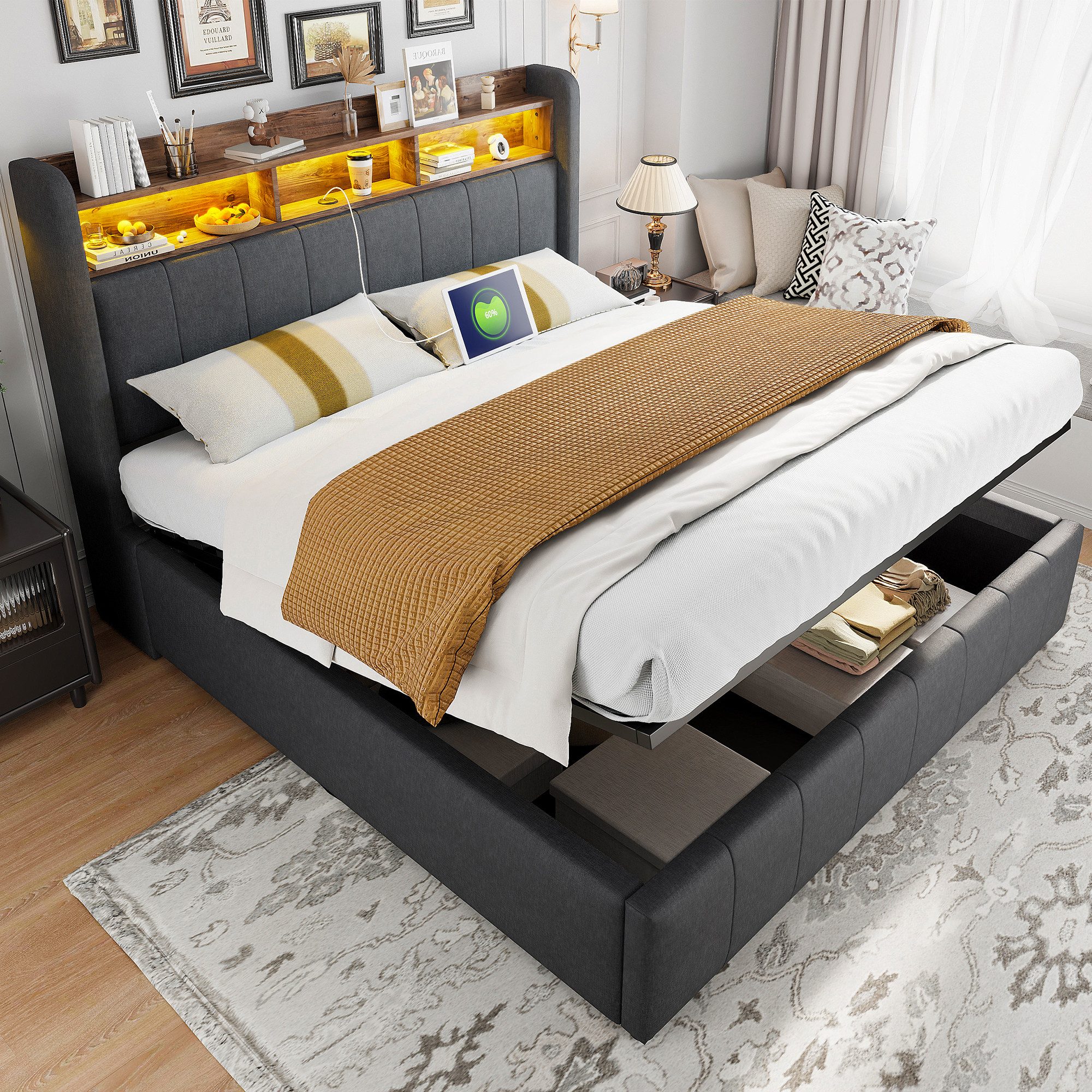 HAUSS SPOLE Polsterbett 160x200cm mit LED-Beleuchtung günstig online kaufen