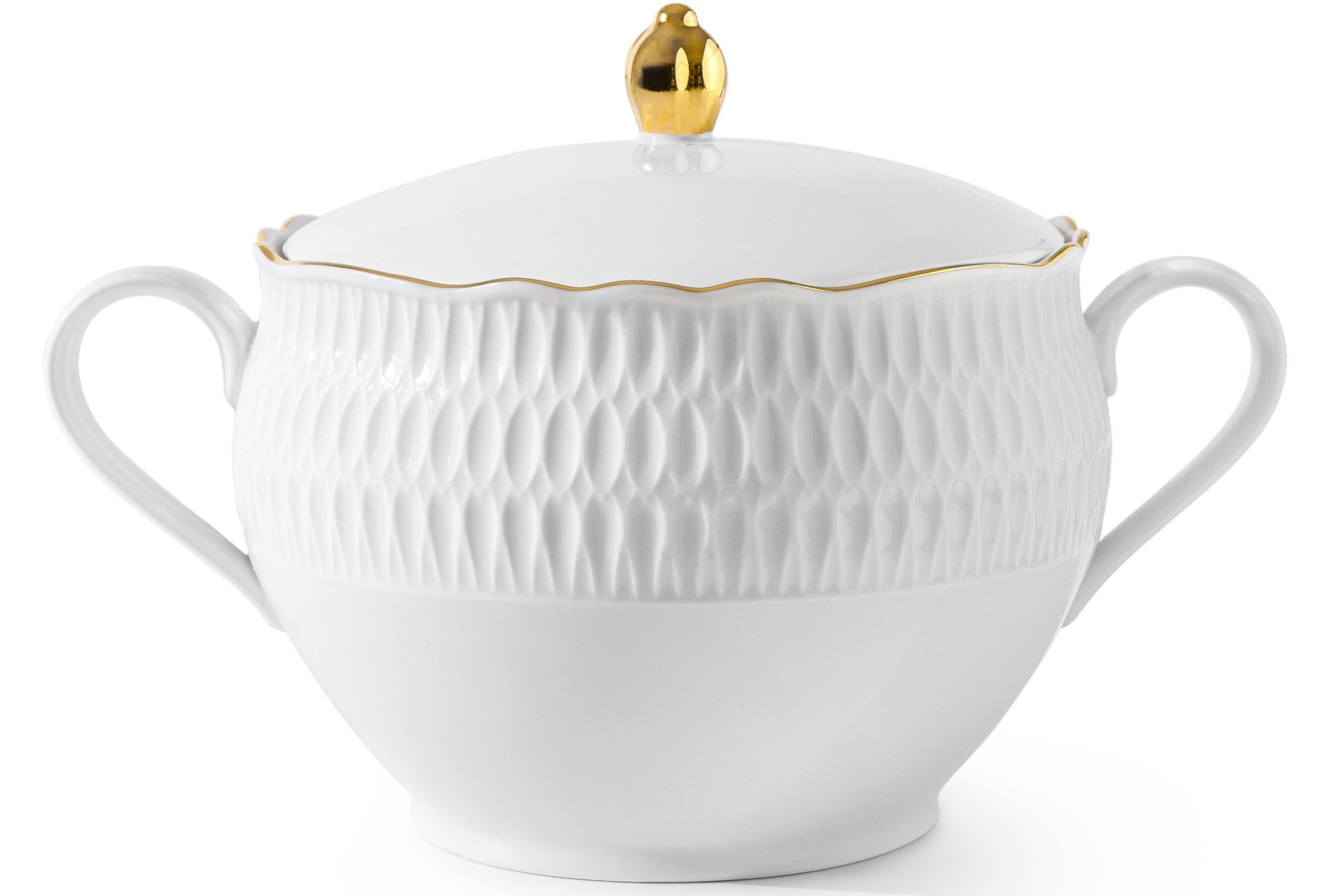 KONSIMO® Suppenschüssel CMIELOW SOFIA Suppenschüssel, Suppenterrine, Porzellan, Hochwertiges Premium-Porzellan, in echtem Gold bemalt