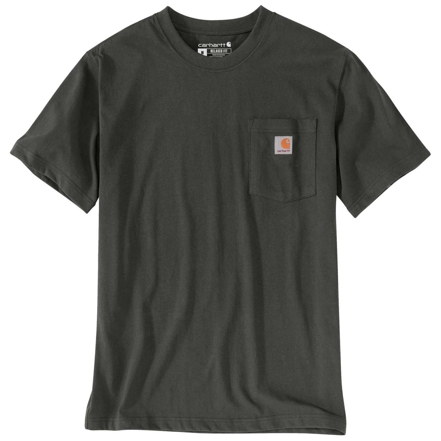 Carhartt Rundhalsshirt peat mit Brusttasche Carhartt Logo POCKET T-SHIRT (1-tlg) 103296 K87 S/S