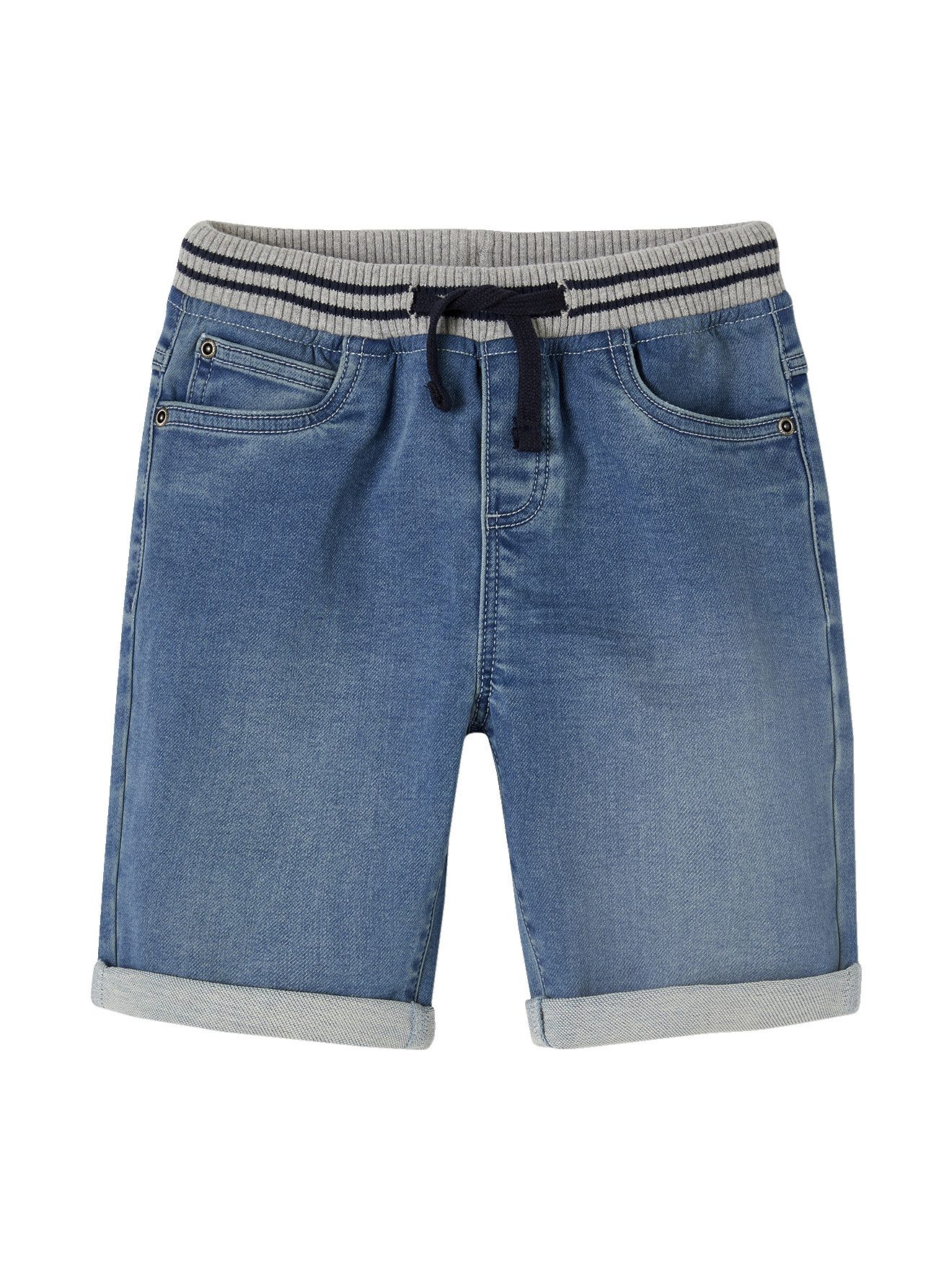 vertbaudet Shorts Jungen Shorts mit Dehnbund, Denim-Look