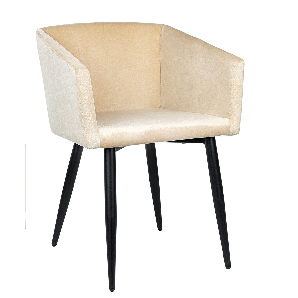 Cocktailsessel Armlehnstuhl beige Samt Stuhl beige Polsterstuhl beige Esszimmer Stuhl