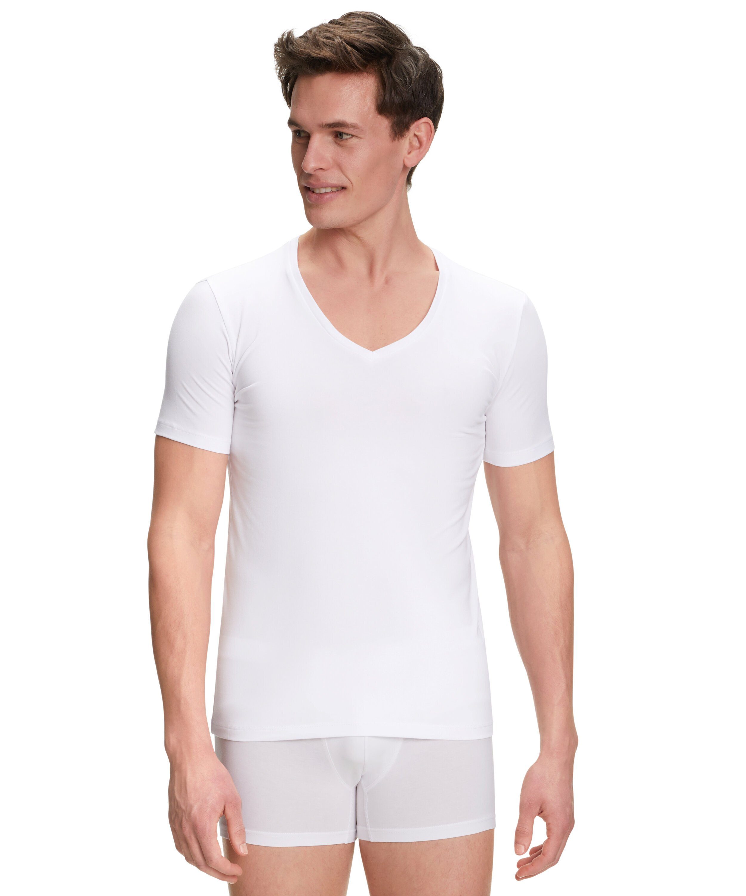 FALKE mit white Unterziehshirt (2000) Softe Elasthan Baumwolle 2-Pack (2-St)