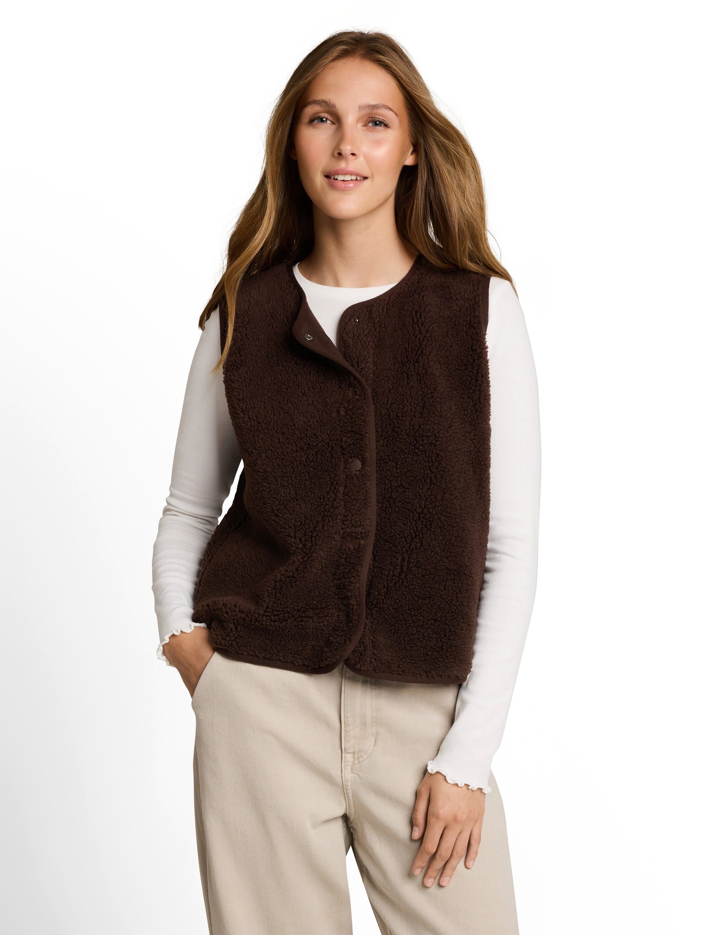 TOM TAILOR Denim Fleeceweste Teddyweste mit Druckknöpfen