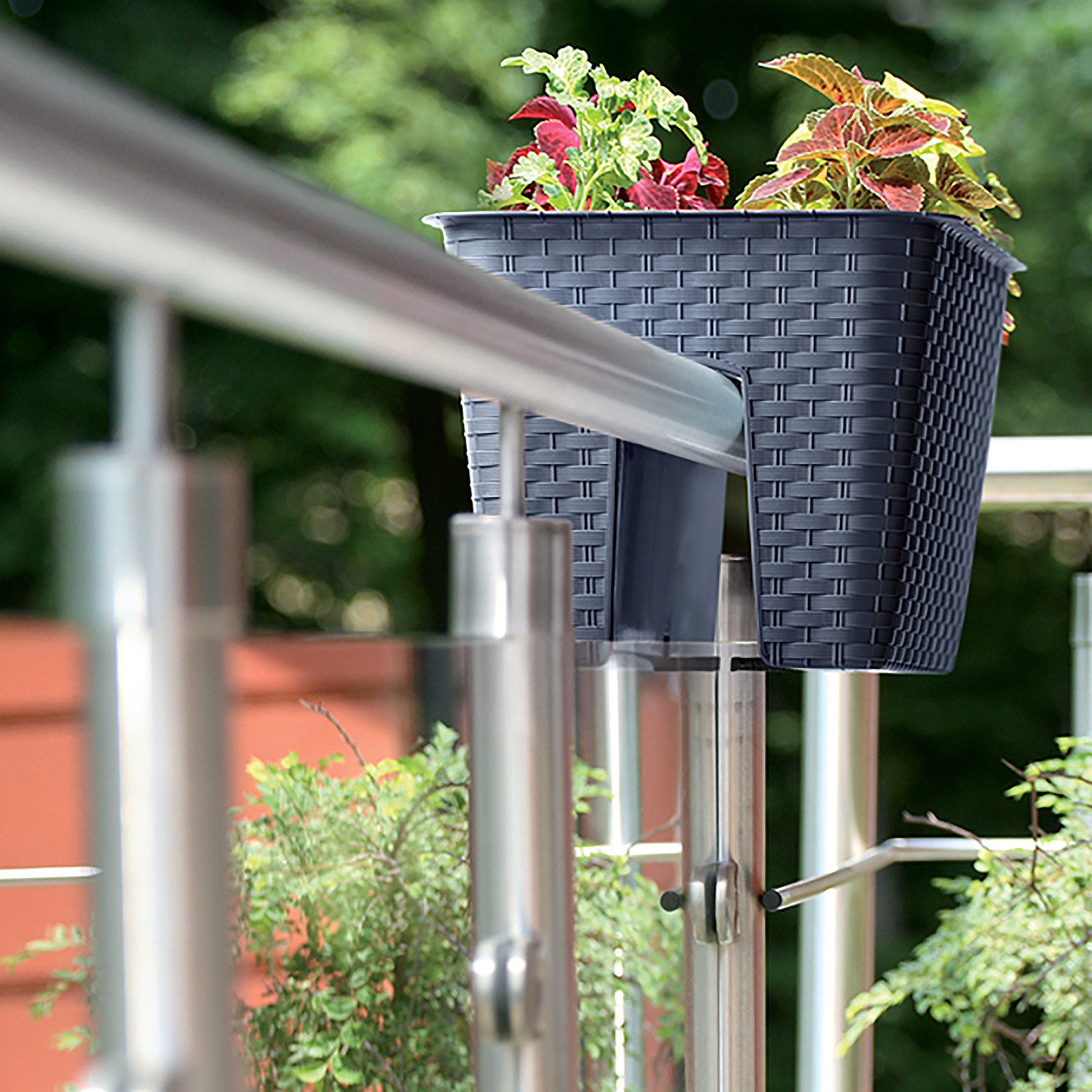 Annastore Balkonkasten Blumenkasten für Geländer und Brüstungen - Pflanzkasten für Geländer, Geländerkasten, Blumentopf, Geländertopf