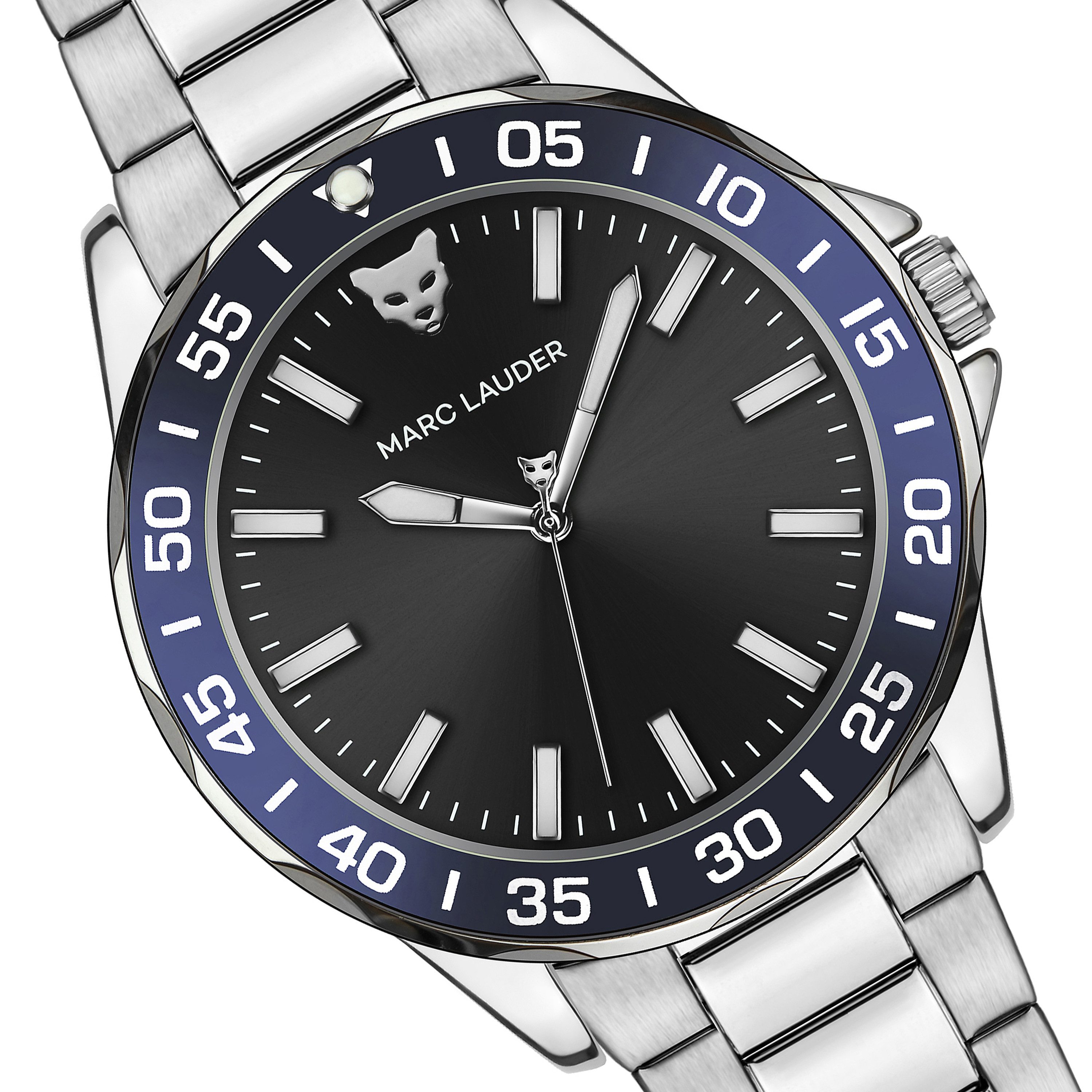 MARC LAUDER Quarzuhr ME4-B262S Barcelona Black sunray Link Stainless steel