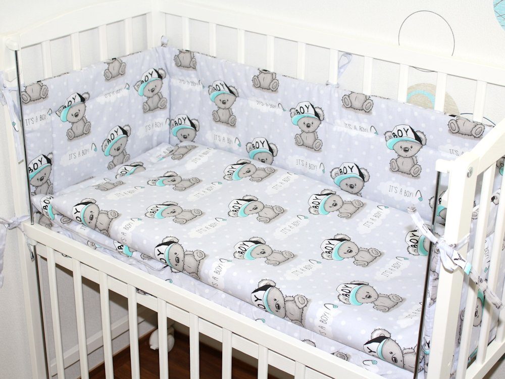 Beistellbett Baby Bettwäsche für Beistellbett mit Nestchen Spannbettlaken 6 teilig