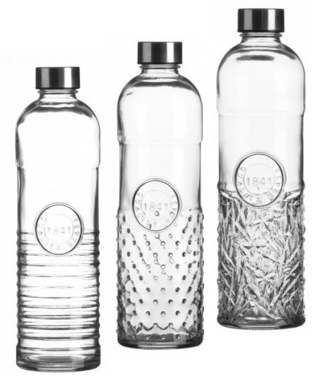 Wasserkaraffe 3 Glasflaschen 1L "1841" in verschiedenen Designs