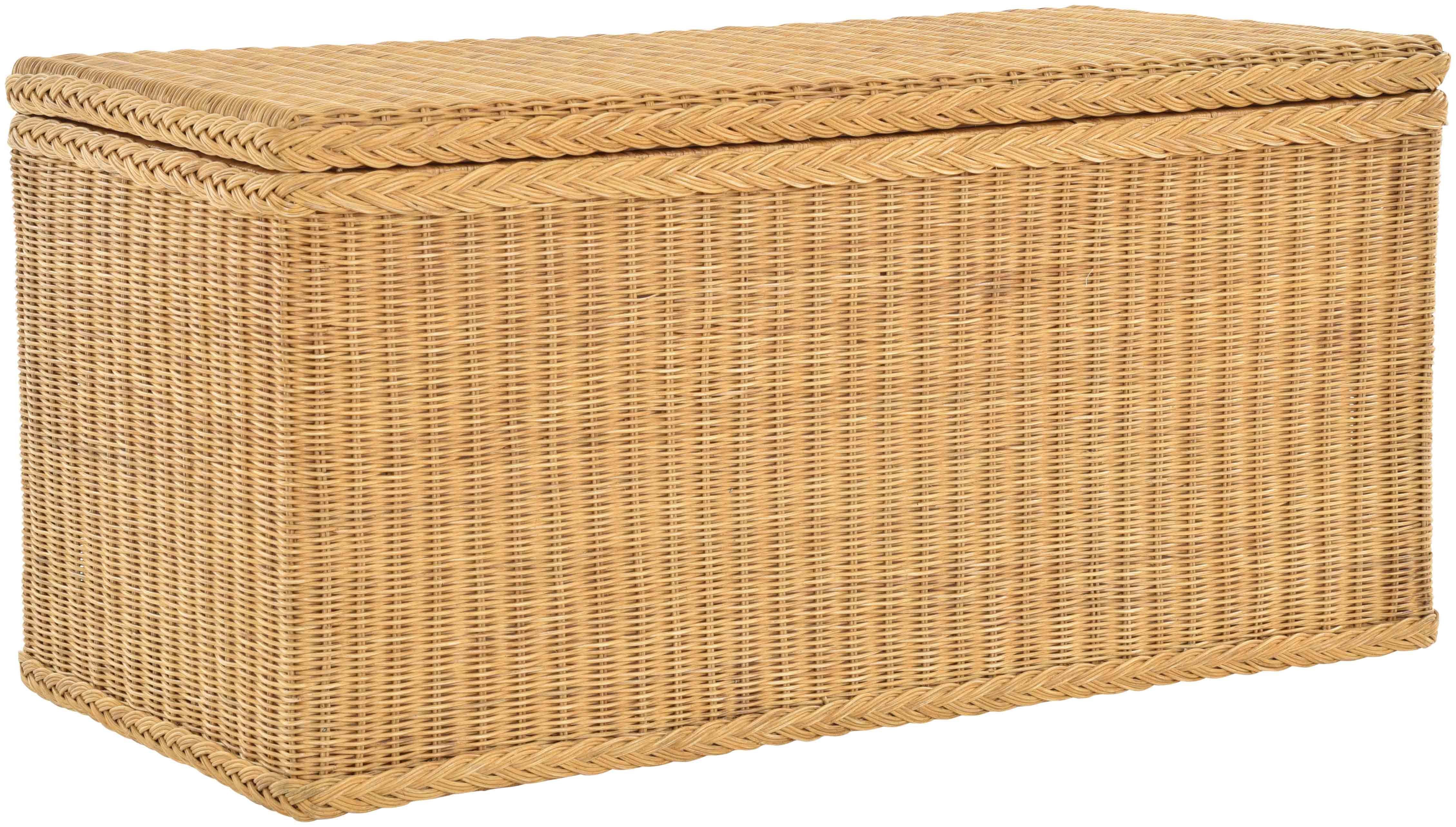 MAX Krines Truhe, Rattantruhe Aufbewahrung 115x55x55cm Große XXL Honig Wäschetruhe Deckel Truhe mit Rattan Home Natur