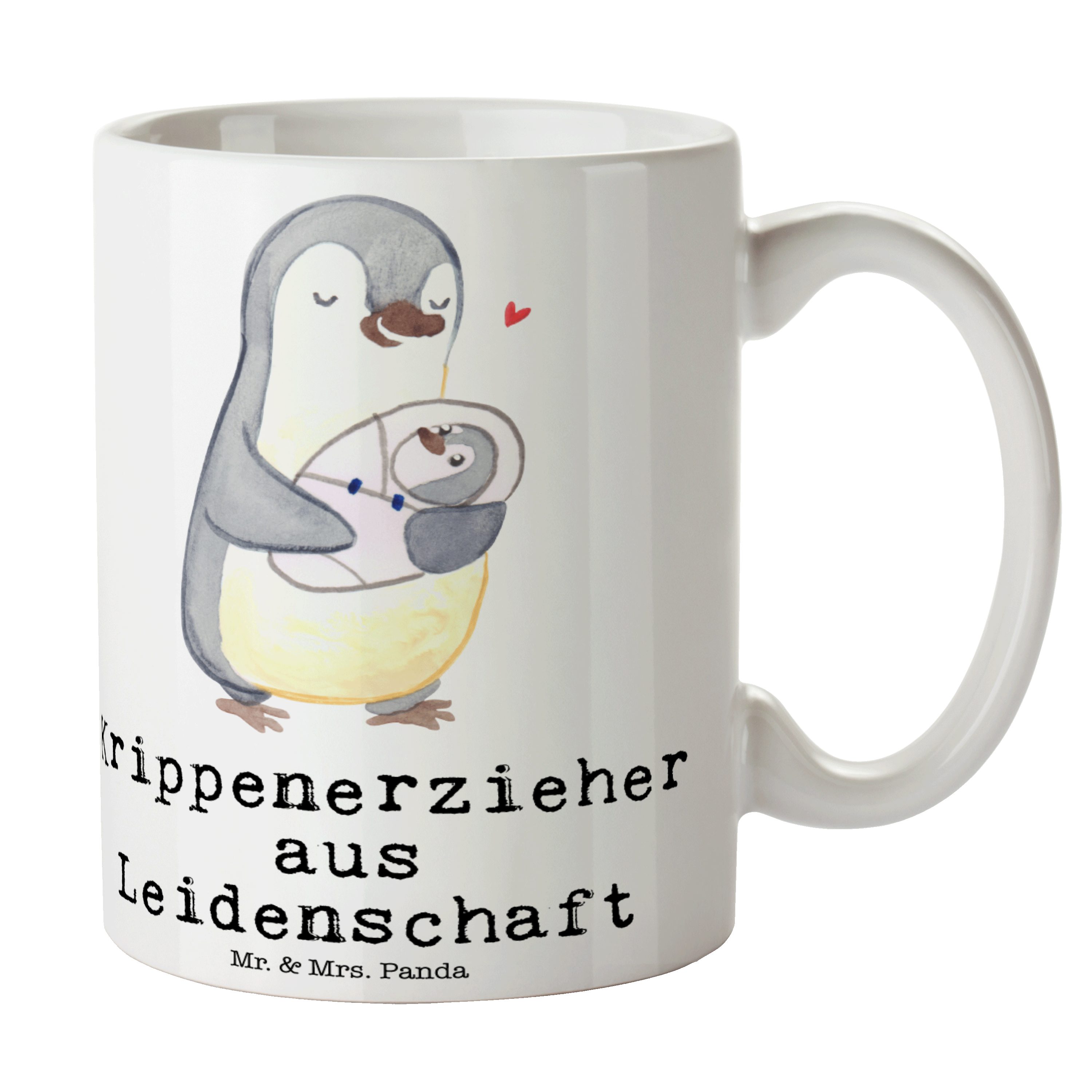 Mr. & Mrs. Panda Tasse Krippenerzieher aus Leidenschaft - Weiß - Geschenk, Beruf, Eröffnung, Keramik