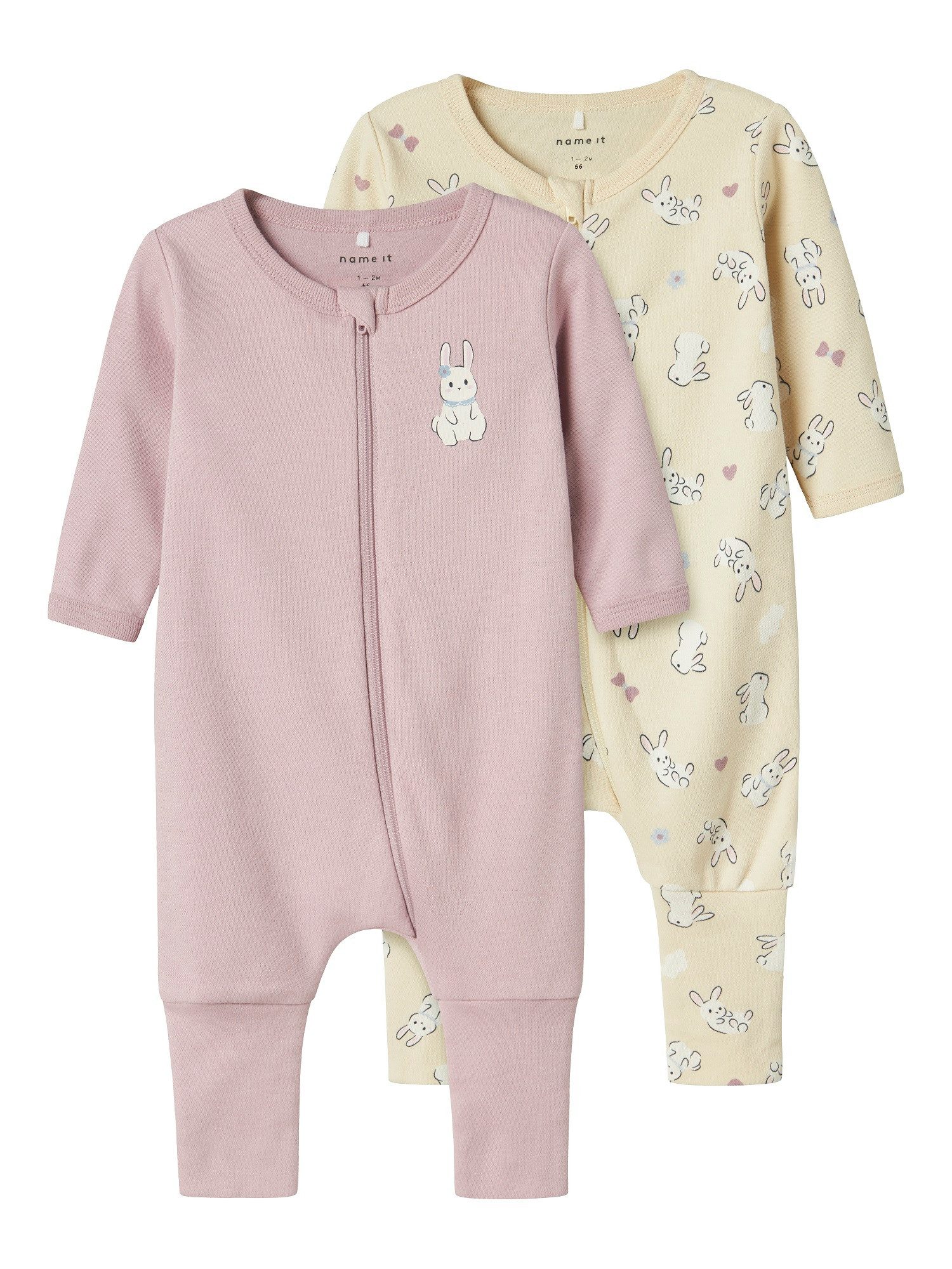 Name It Strampler NBFNIGHTSUIT 2P ZIP FF SAND RABBIT NOOS (Packung, 2-tlg., 2er-Pack)