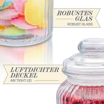 Praknu Vorratsglas 6er Set Bonbonglas mit Deckel Groß 1L, Glas, (Set, 6-tlg), Candy Bar Gläser - Luftdicht - Mit Etiketten - Für Kekse, Süßigkeiten