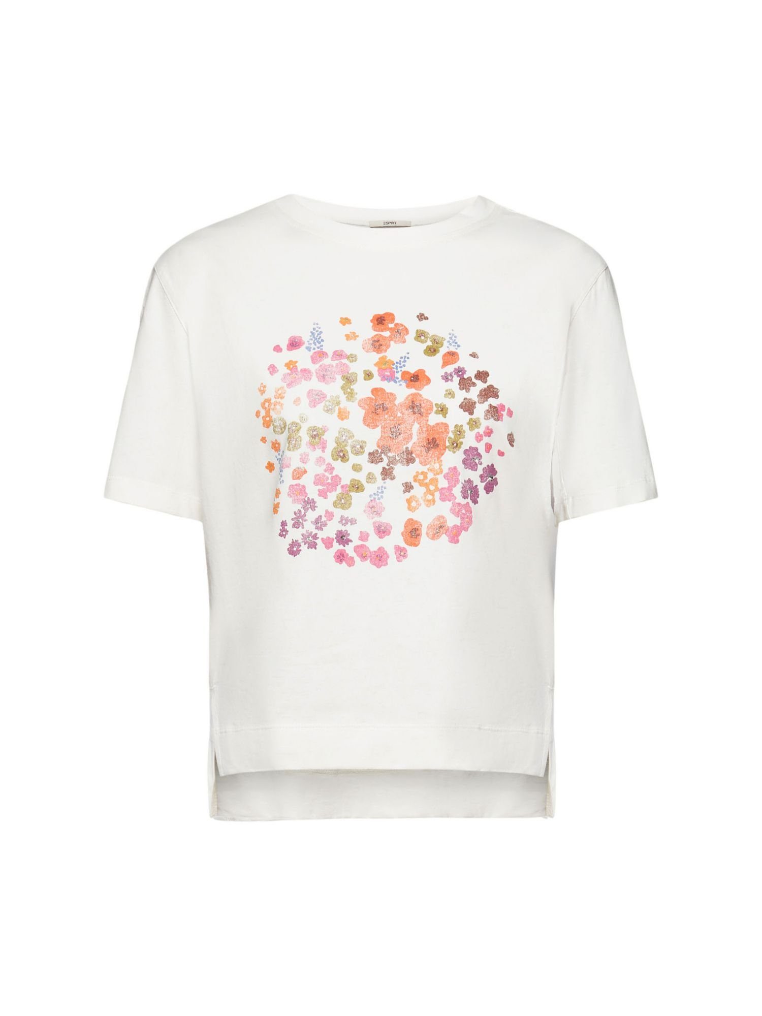 Esprit T-Shirt T-Shirt mit Blumen-Print (1-tlg) OFF WHITE
