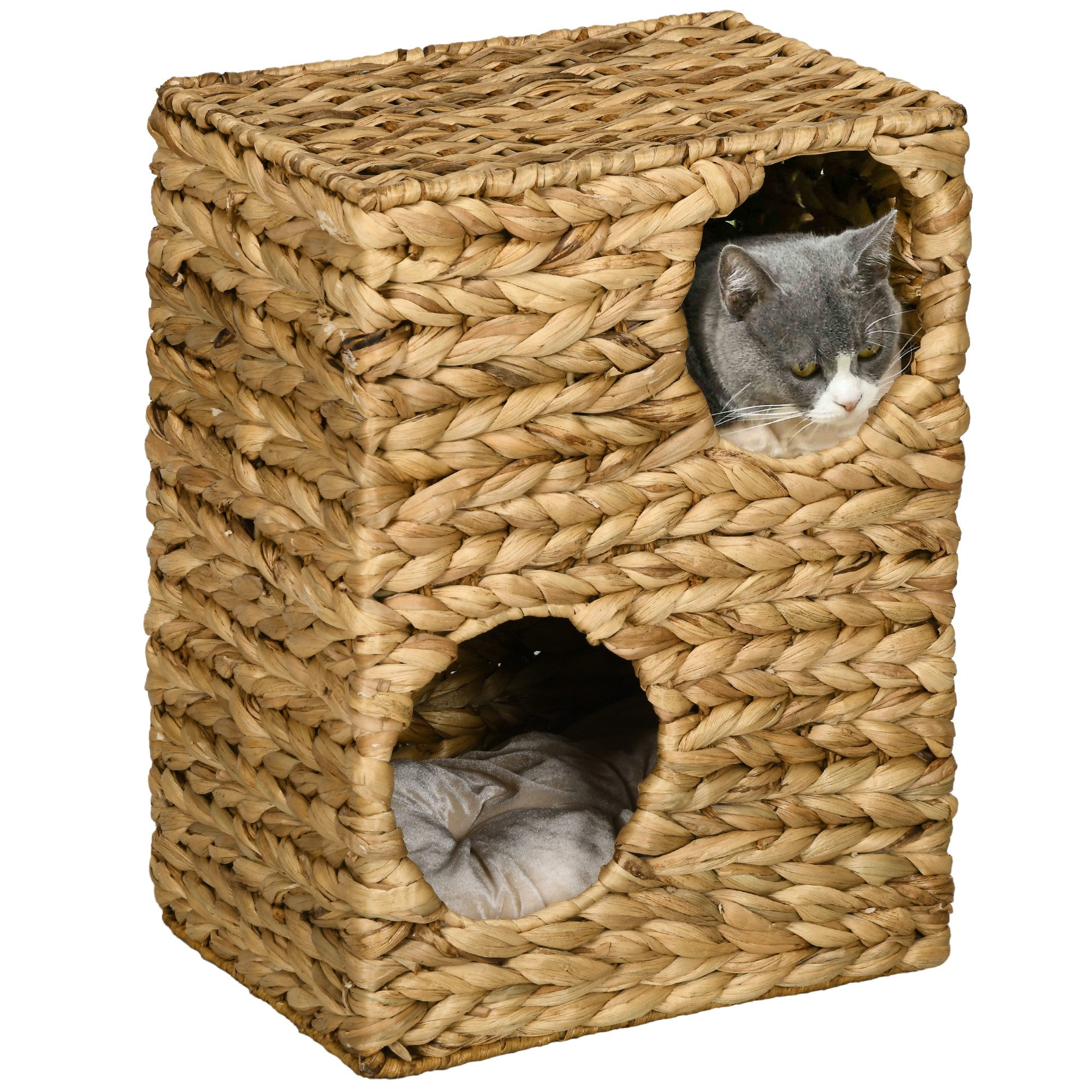 Kratzbaum 55 cm Hoch mit 2 Höhle, Kissen, Kratzbaum mit Katzenbett