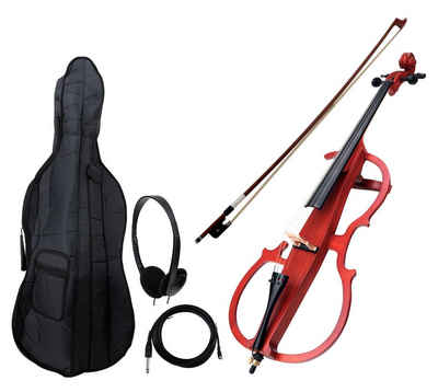 Classic Cantabile Cello CE-200 E-Cello (elektrisches Cello/Violoncello, Größe 4/4), Tonabnehmersystem mit 9V-Blockbatterie