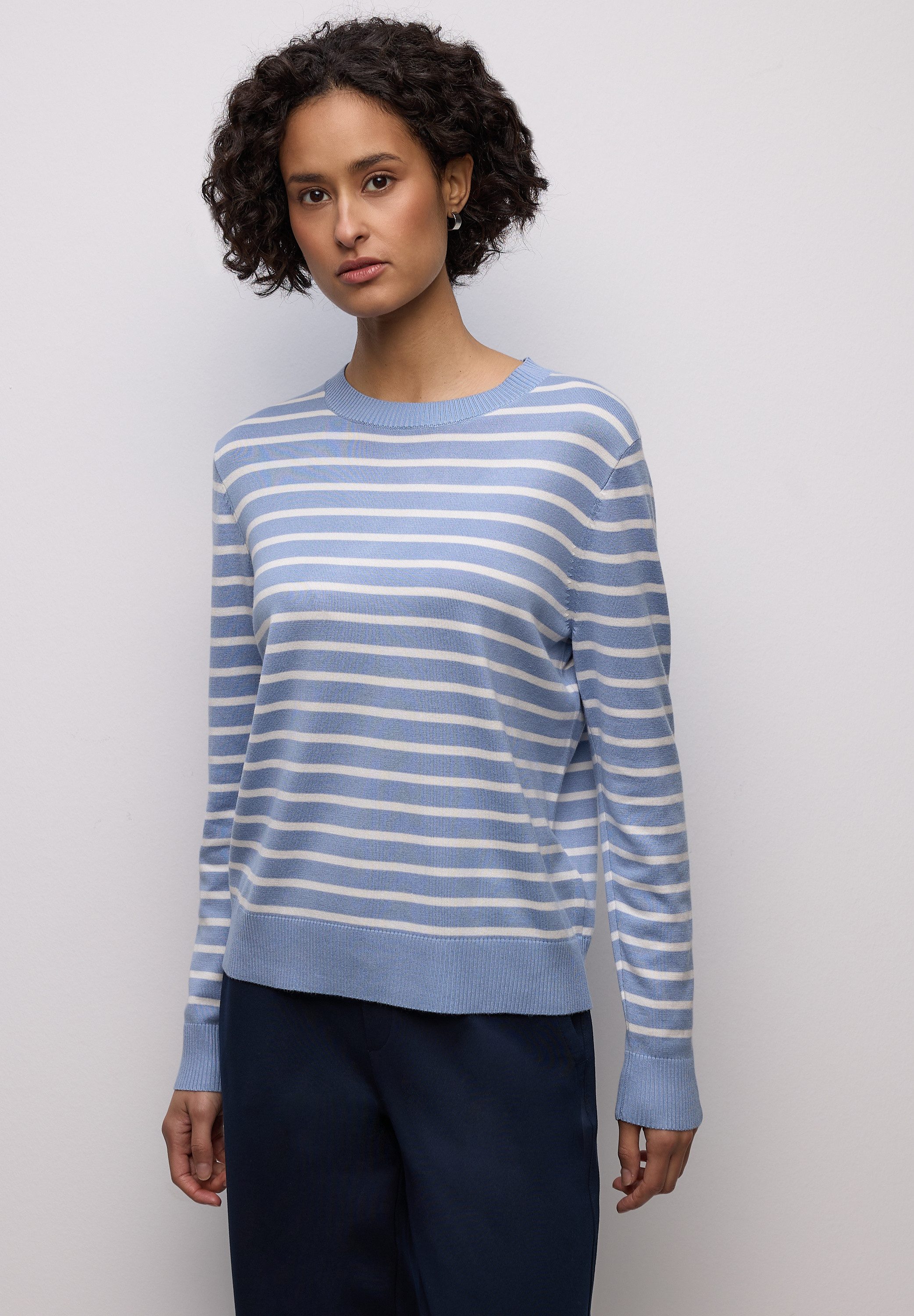 STREET ONE Rundhalspullover Rundhalsausschnitt