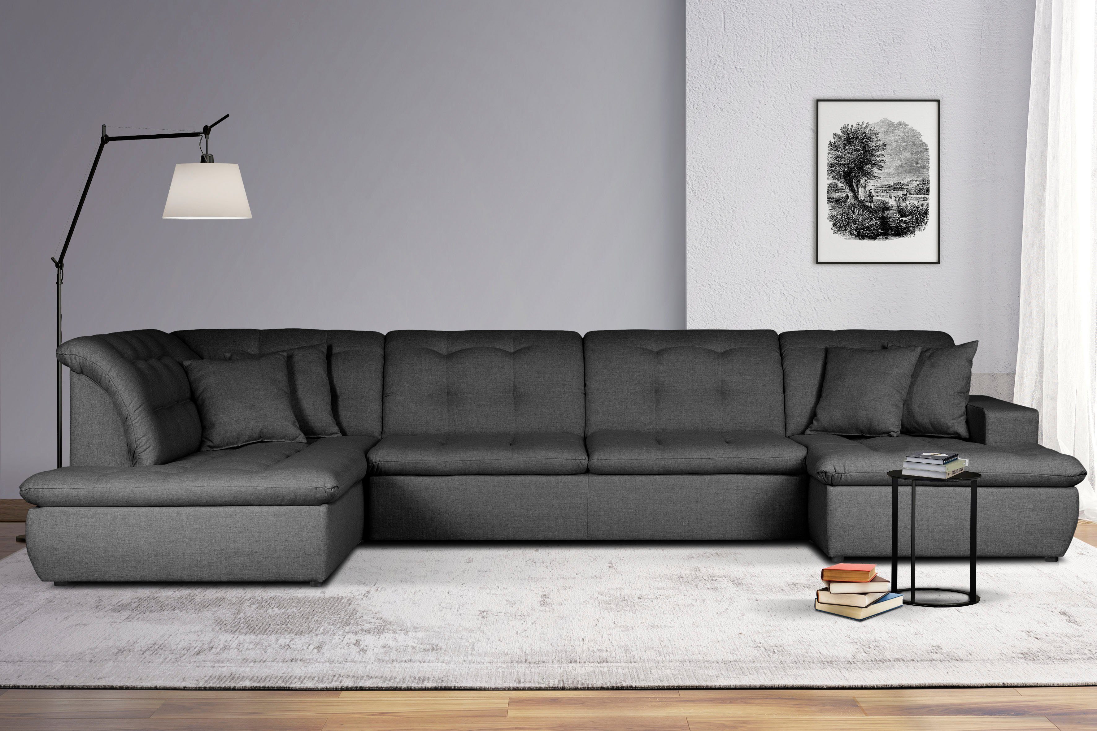 Home affaire Wohnlandschaft BRISBANE NEU U-Form, mit feiner Steppung, Matten-Optik, incl. Zierkissen