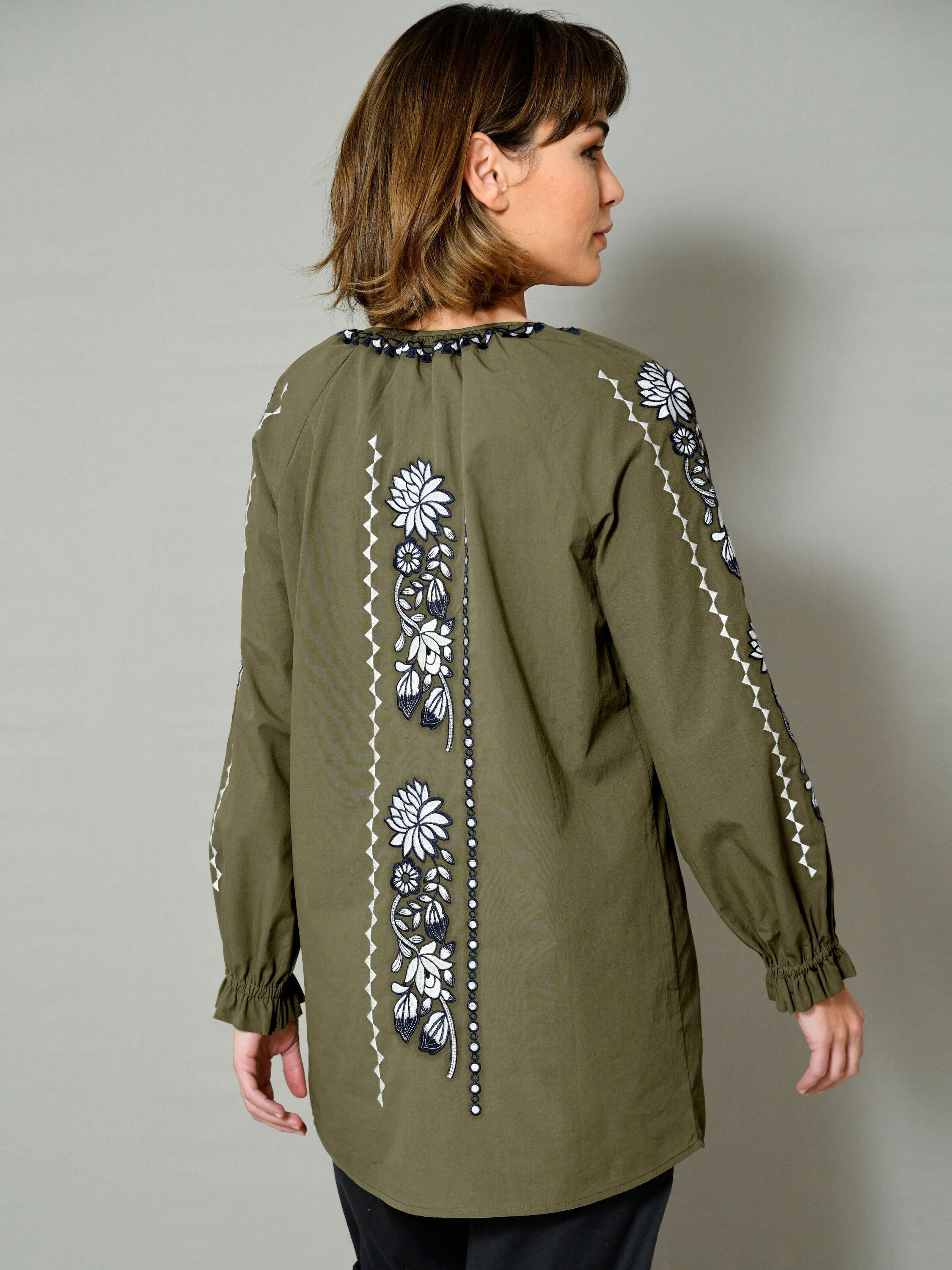 Alba Moda Tunika Tunika mit Blumenstickerei