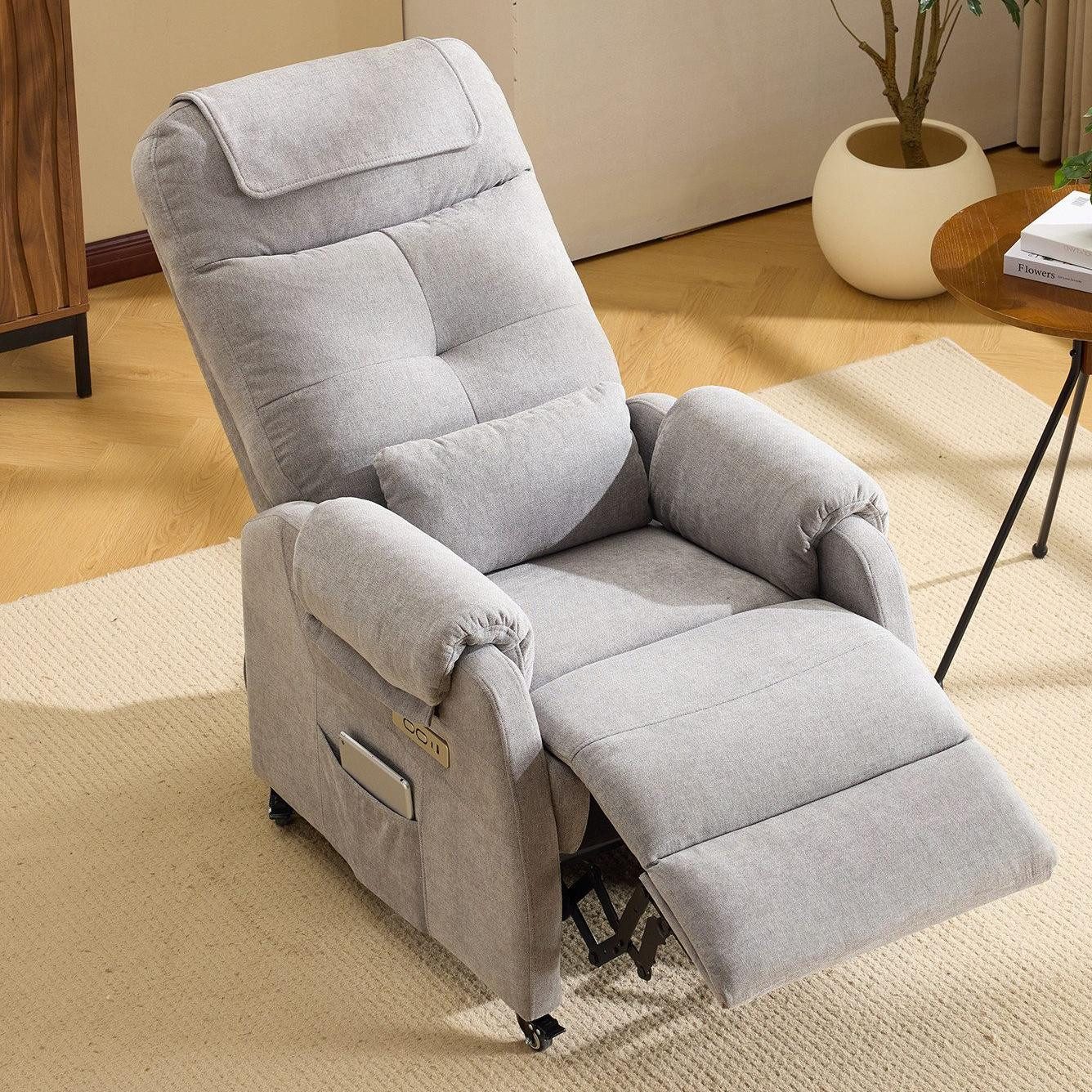 Bonnlo Relaxsessel mit Liegefunktion, 6-Punkt-Massage & Wärmefunktion, USB-C & USB-A (1-St), Liegefunktion, TV Sessel, 6-Punkt-Massage & Wärmefunktion